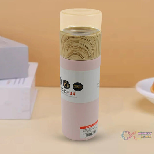 Steel Water Bottle With Glass Lid (350 ML) - infinityexculsivestore.com