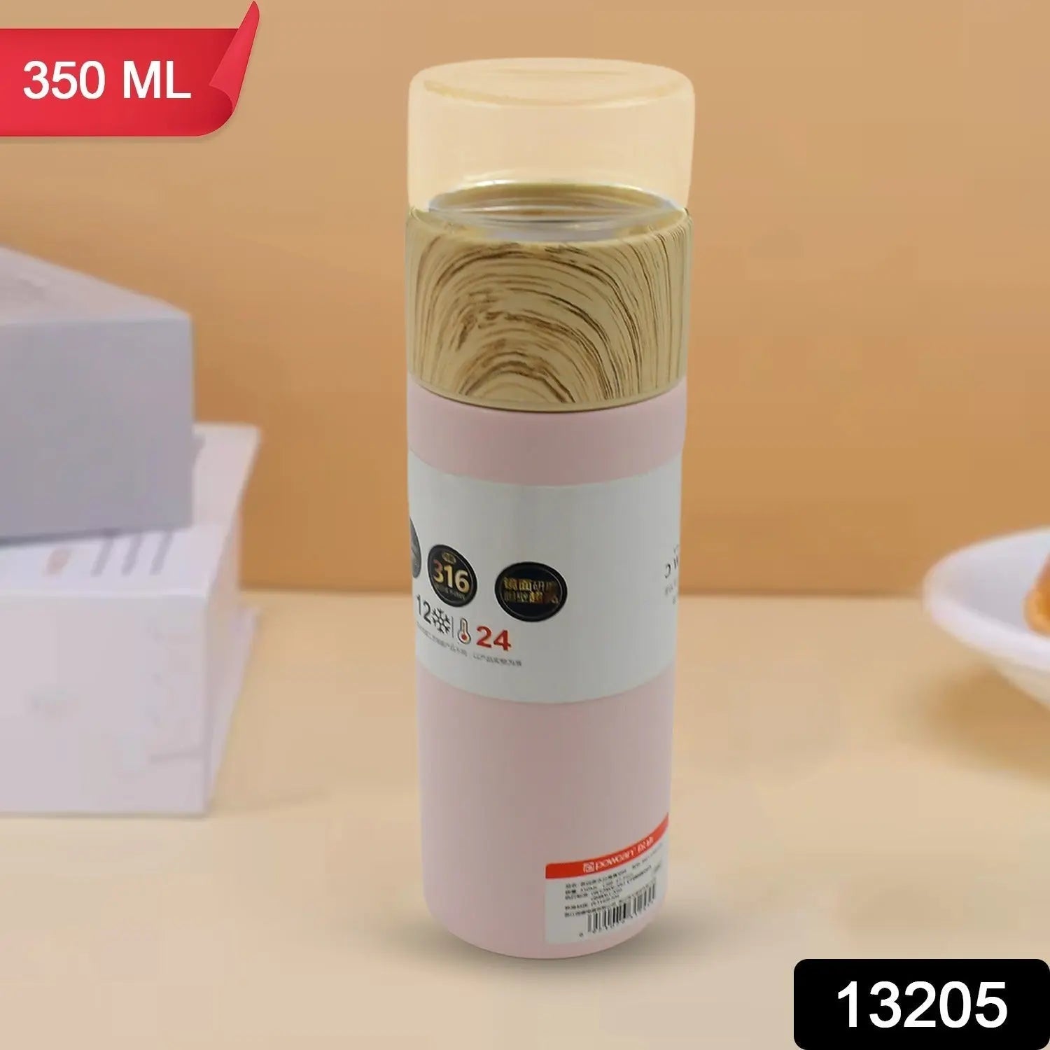 Steel Water Bottle With Glass Lid (350 ML) - infinityexculsivestore.com