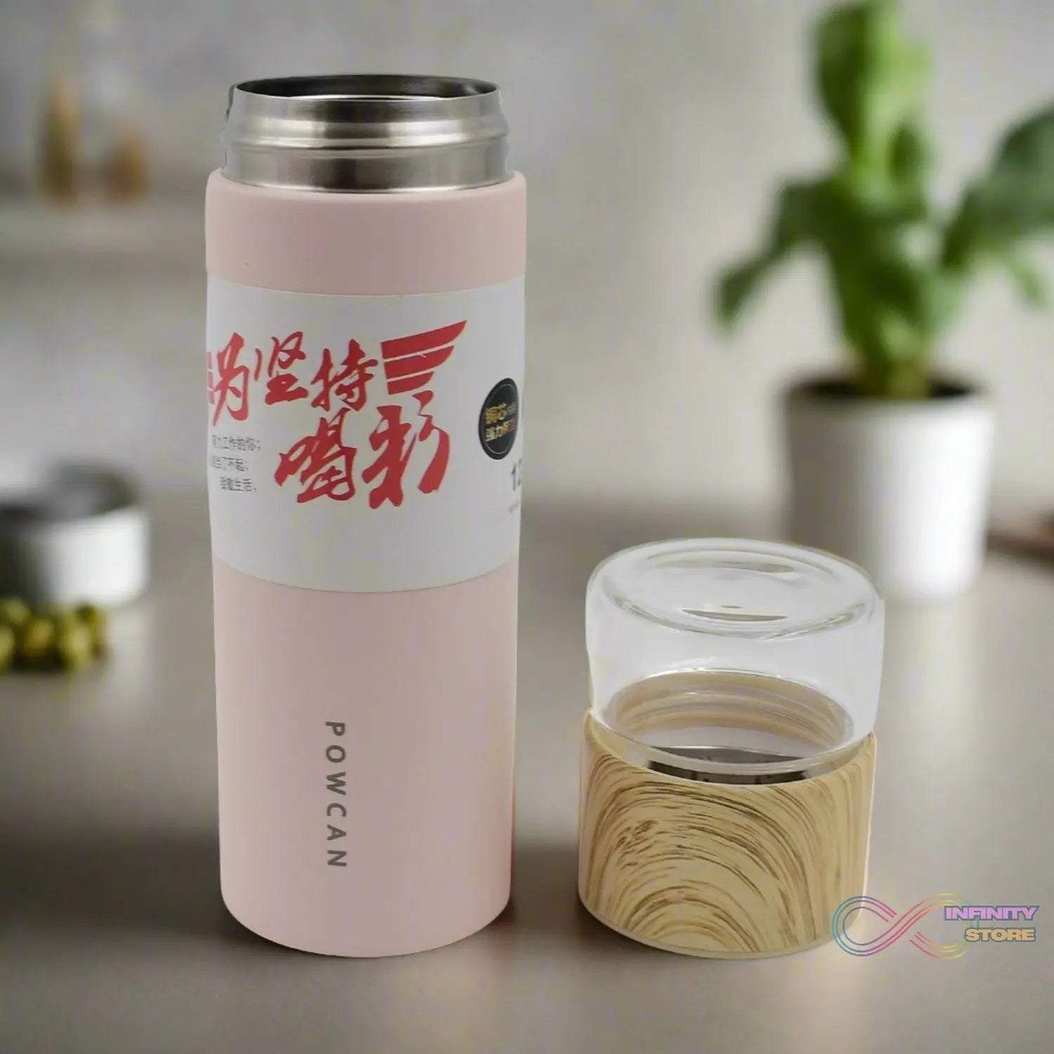 Steel Water Bottle With Glass Lid (350 ML) - infinityexculsivestore.com