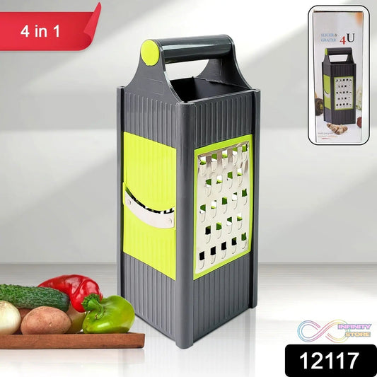 Steel and Plastic 4 in 1 Vegetable & Fruit Slicer Grater / Slicer (1 Pc) - infinityexculsivestore.com