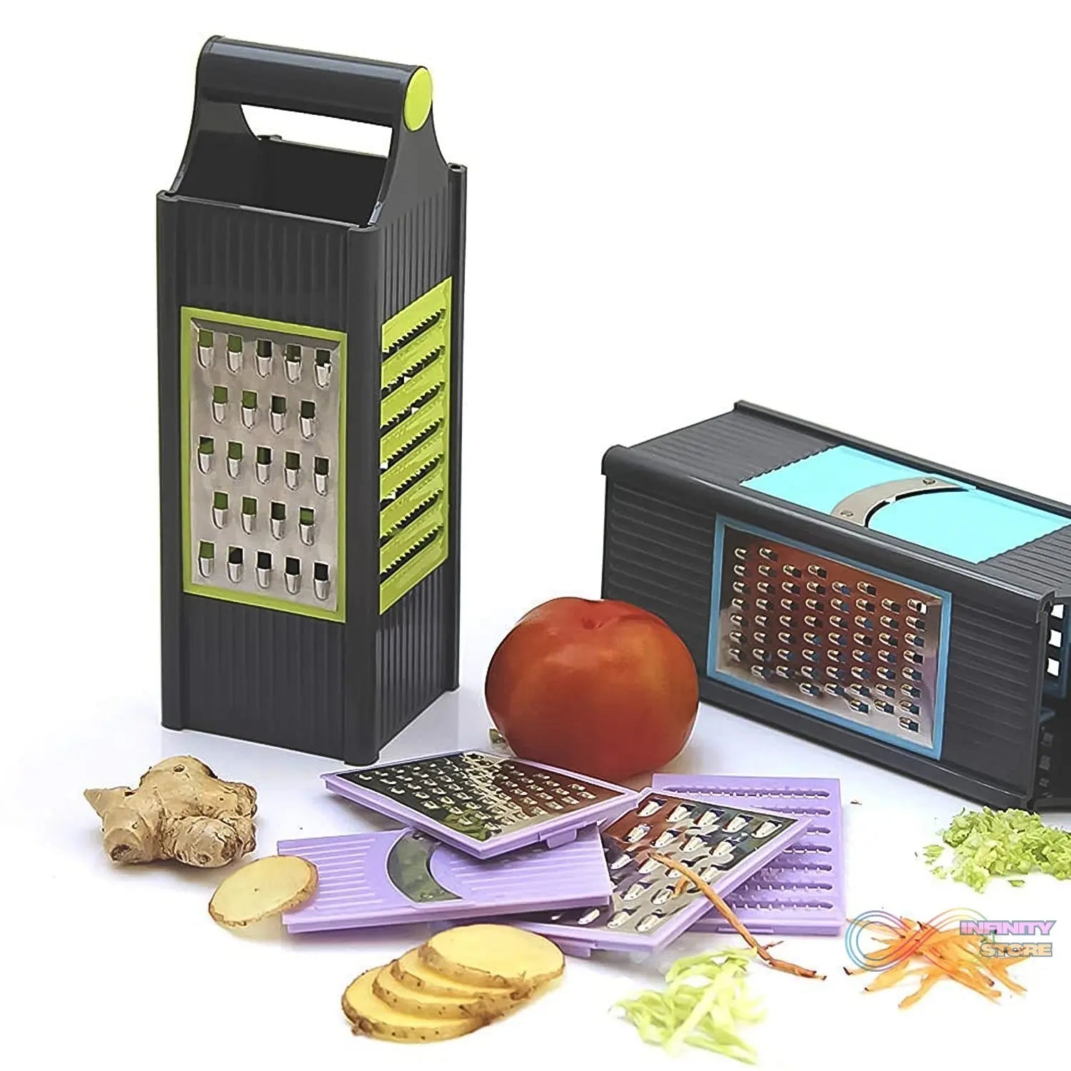 Steel and Plastic 4 in 1 Vegetable & Fruit Slicer Grater / Slicer (1 Pc) - infinityexculsivestore.com