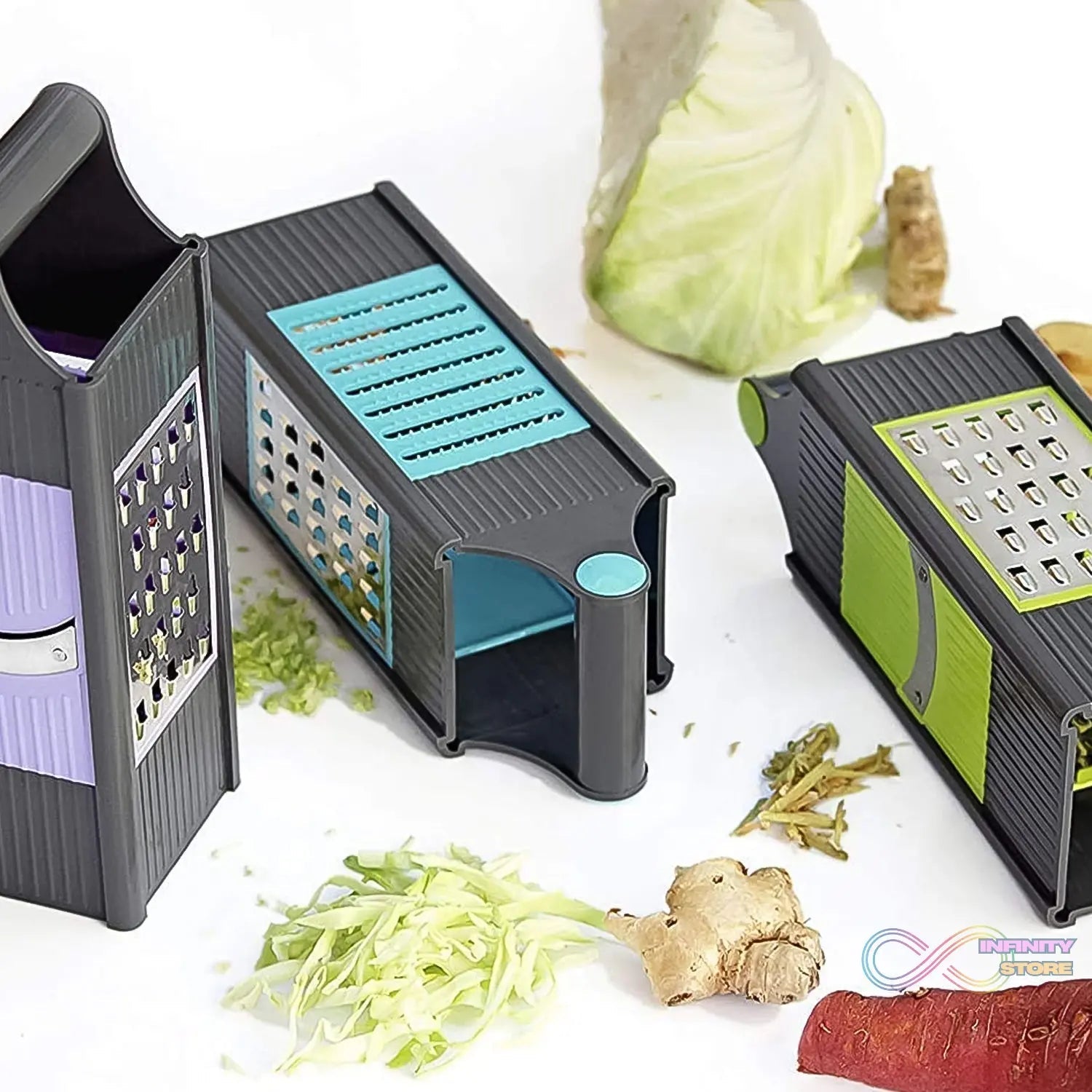 Steel and Plastic 4 in 1 Vegetable & Fruit Slicer Grater / Slicer (1 Pc) - infinityexculsivestore.com