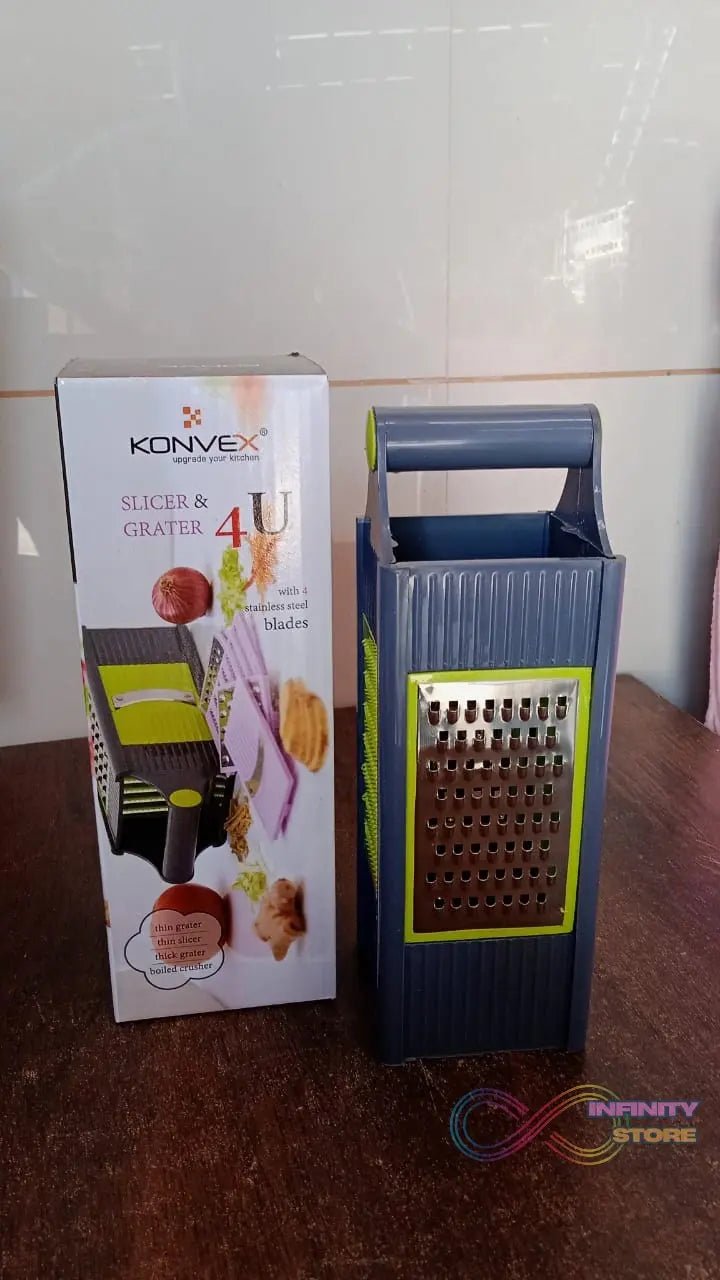Steel and Plastic 4 in 1 Vegetable & Fruit Slicer Grater / Slicer (1 Pc) - infinityexculsivestore.com