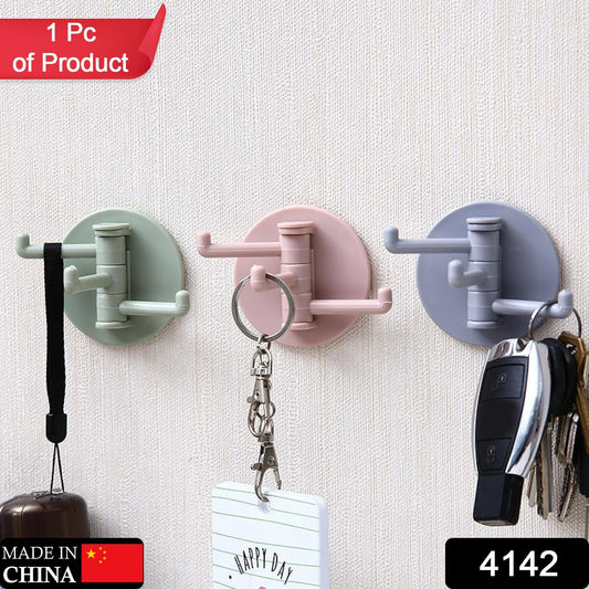 Sticky Hook Household Strong Punch - Free Hook, 180Β°Foldable Multi - Function Rotatable Hook with 3 Hooks, Suitable for Bathroom, Office (1 Pc) - infinityexculsivestore.com