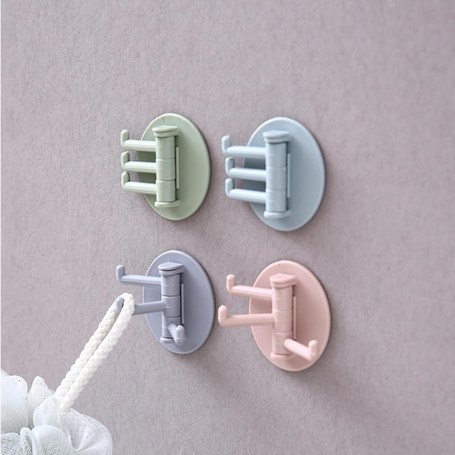 Sticky Hook Household Strong Punch - Free Hook, 180°Foldable Multi - Function Rotatable Hook with 3 Hooks, Suitable for Bathroom, Office (1 Pc) - infinityexculsivestore.com