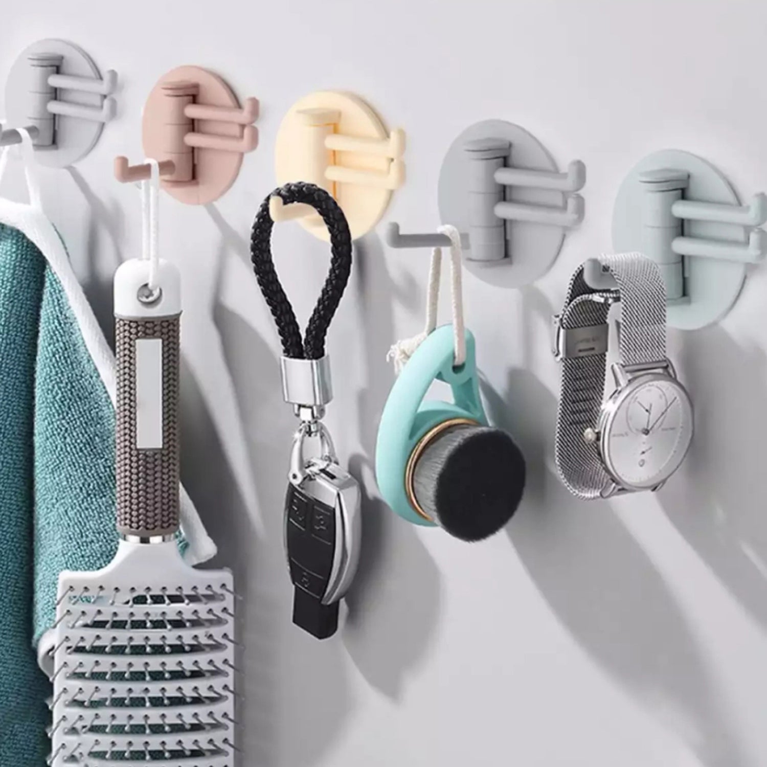 Sticky Hook Household Strong Punch - Free Hook, 180°Foldable Multi - Function Rotatable Hook with 3 Hooks, Suitable for Bathroom, Office (1 Pc) - infinityexculsivestore.com