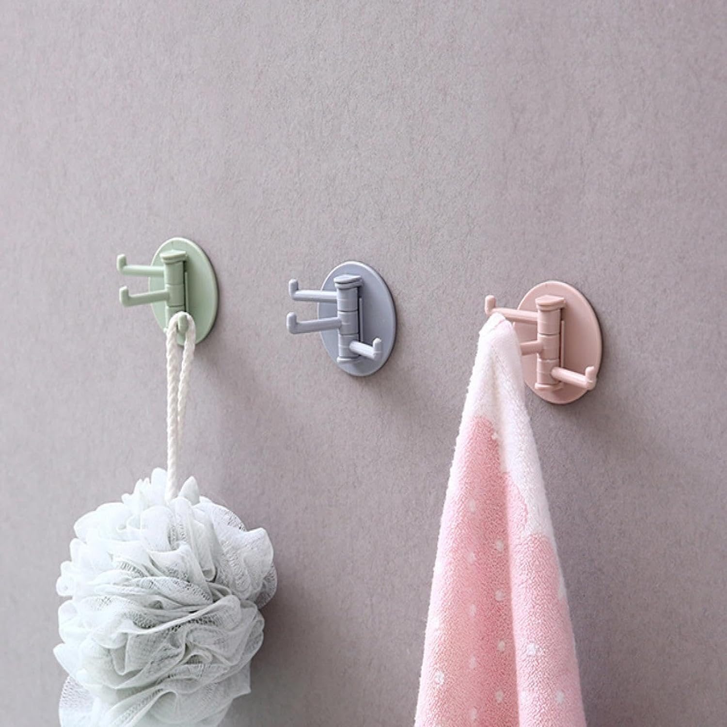 Sticky Hook Household Strong Punch - Free Hook, 180°Foldable Multi - Function Rotatable Hook with 3 Hooks, Suitable for Bathroom, Office (1 Pc) - infinityexculsivestore.com