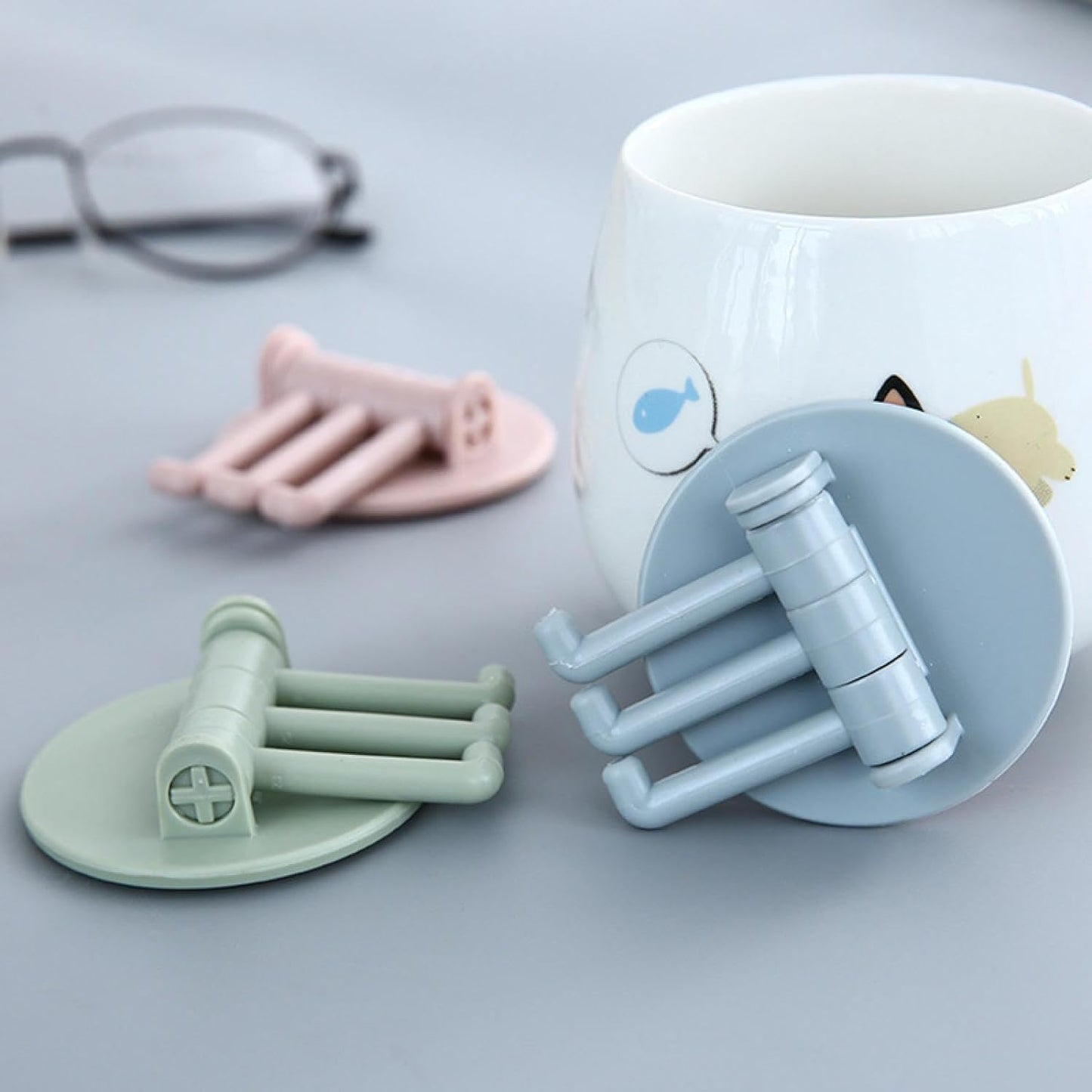 Sticky Hook Household Strong Punch - Free Hook, 180°Foldable Multi - Function Rotatable Hook with 3 Hooks, Suitable for Bathroom, Office (1 Pc) - infinityexculsivestore.com