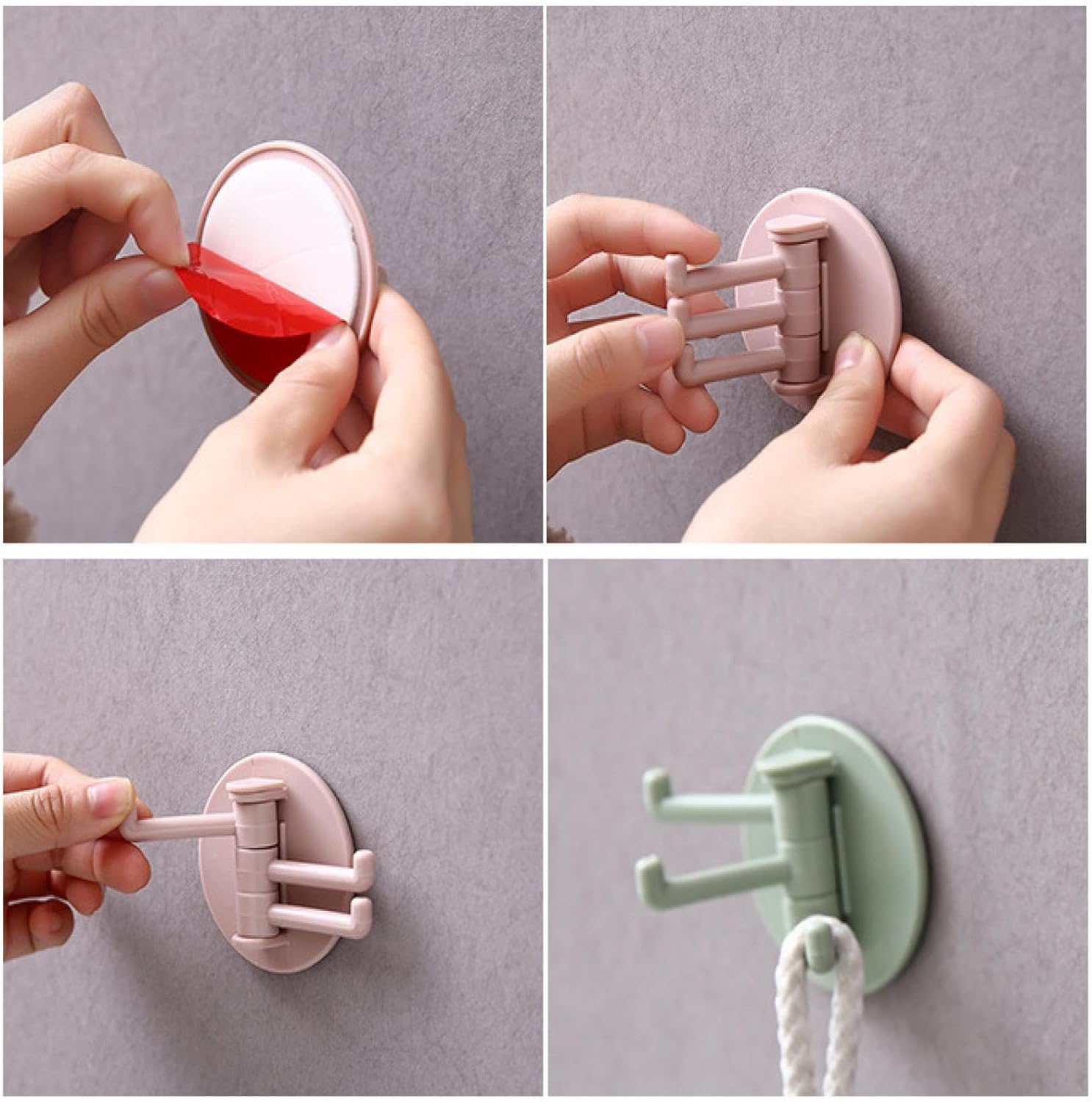 Sticky Hook Household Strong Punch - Free Hook, 180°Foldable Multi - Function Rotatable Hook with 3 Hooks, Suitable for Bathroom, Office (1 Pc) - infinityexculsivestore.com