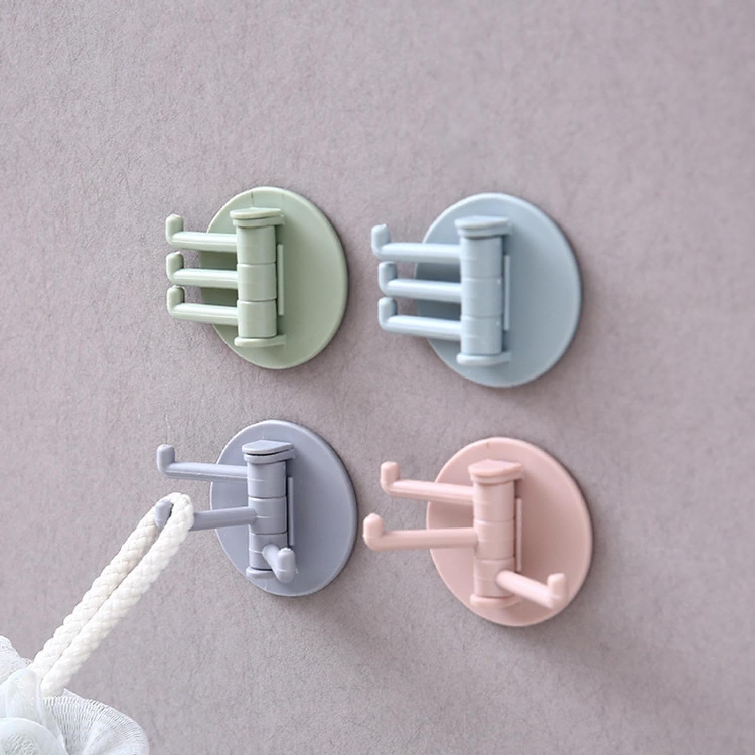 Sticky Hook Household Strong Punch - Free Hook, 180°Foldable Multi - Function Rotatable Hook with 3 Hooks, Suitable for Bathroom, Office (1 Pc) - infinityexculsivestore.com