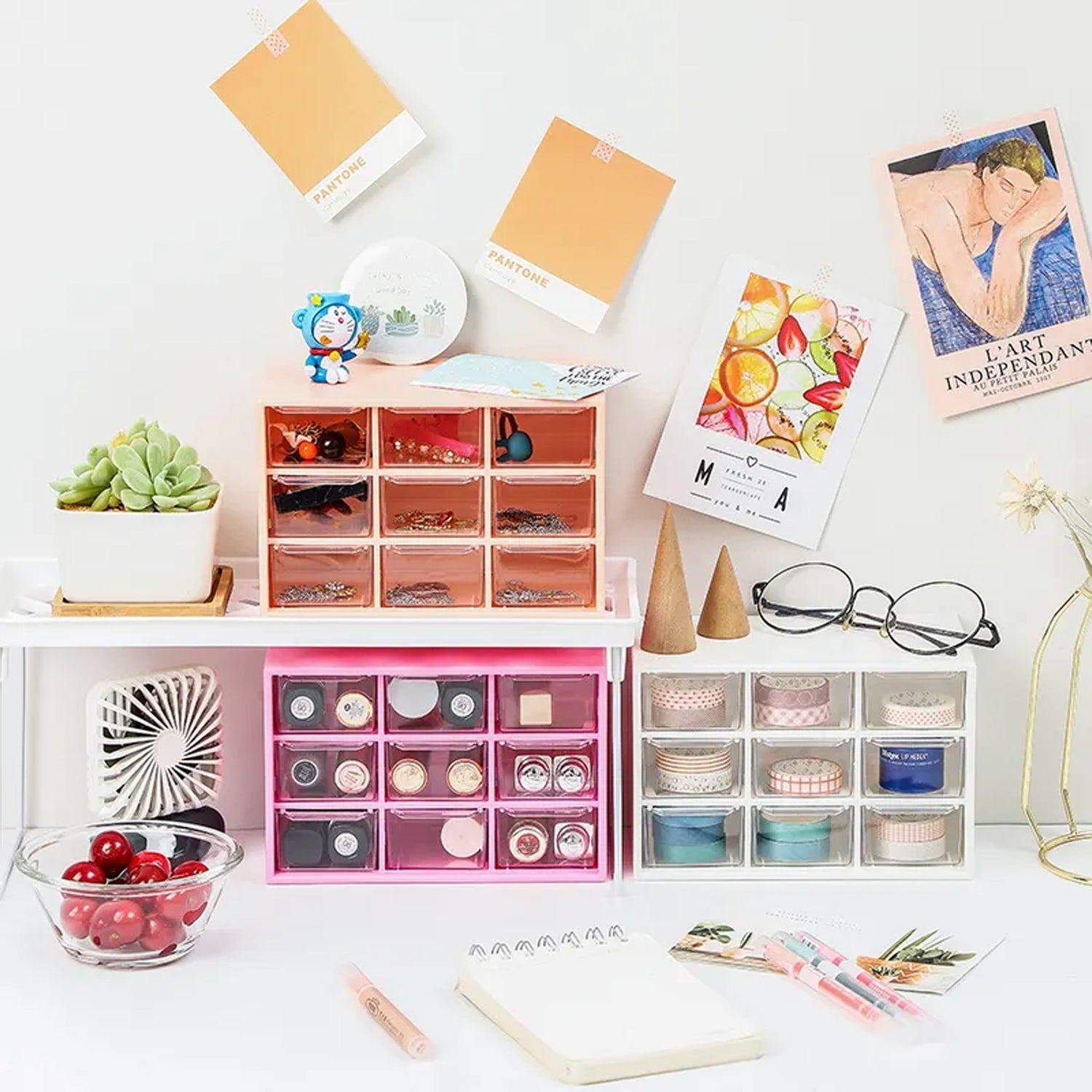 Storage Box 9 Grids Multi - purpose Durable Desktop Drawer Organizer for Pencils Storage Holder Hanging Hole Design for Small Items - infinityexculsivestore.com
