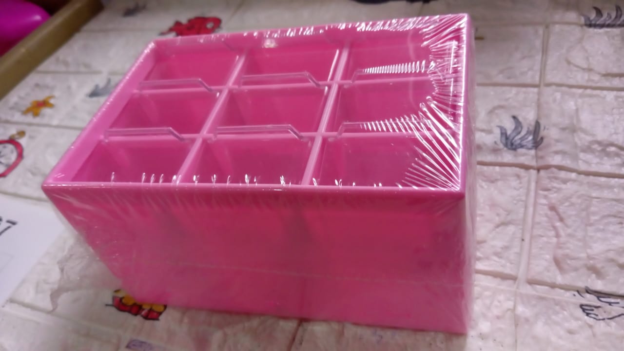 Storage Box 9 Grids Multi - purpose Durable Desktop Drawer Organizer for Pencils Storage Holder Hanging Hole Design for Small Items - infinityexculsivestore.com