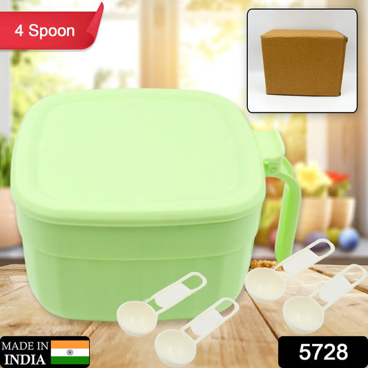 Multipurpose Dry fruit Set, Chocolate, Snacks Storage Box, Masala Box for Home and Kitchen Airtight Dry Fruit Plastic Storage Container Tray Set With Lid & 4 Compartment, 4 Spoon Container for Sweets, Chips, Cookies | (1 Pc) - infinityexculsivestore.com