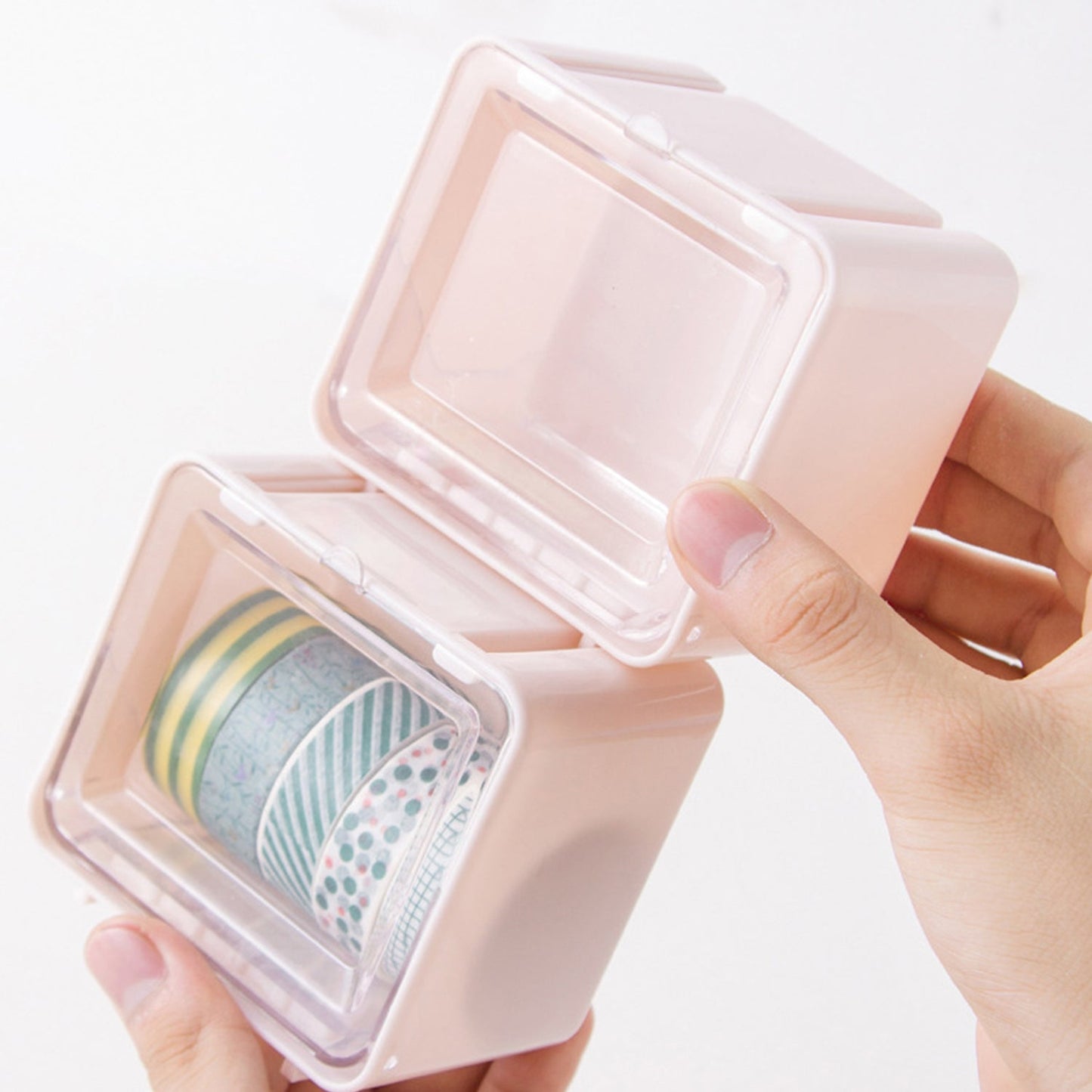 Storage Box Storage Container Tape Storage Boxes Durable Convenient Plastic Transparent Lid Visible Tape Storage Box / Case for Office - infinityexculsivestore.com