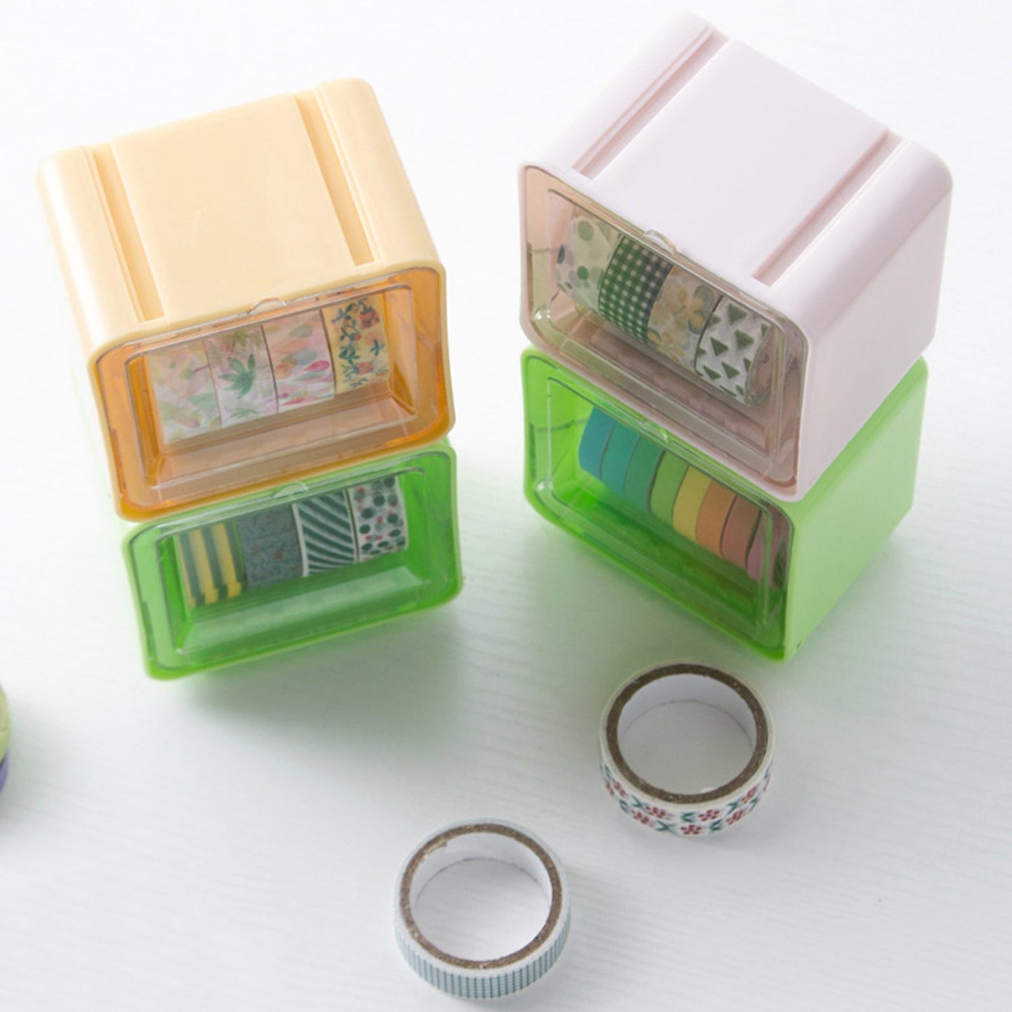 Storage Box Storage Container Tape Storage Boxes Durable Convenient Plastic Transparent Lid Visible Tape Storage Box / Case for Office - infinityexculsivestore.com