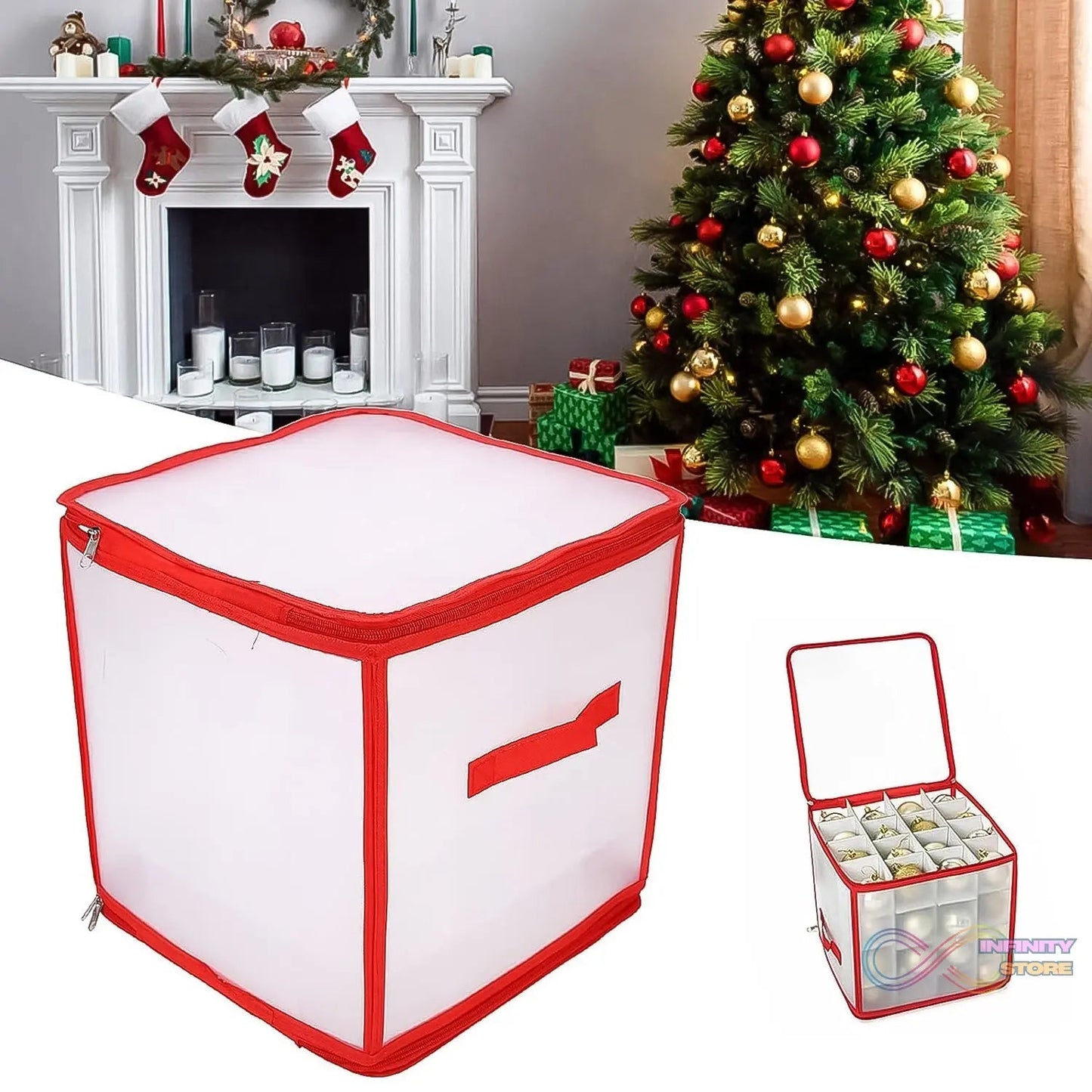 Storage Box Transparent PVC Zipper Sealed Lasting Sock Organizer with Compartment (30×30 CM / Inside Cardboard sheet) - infinityexculsivestore.com