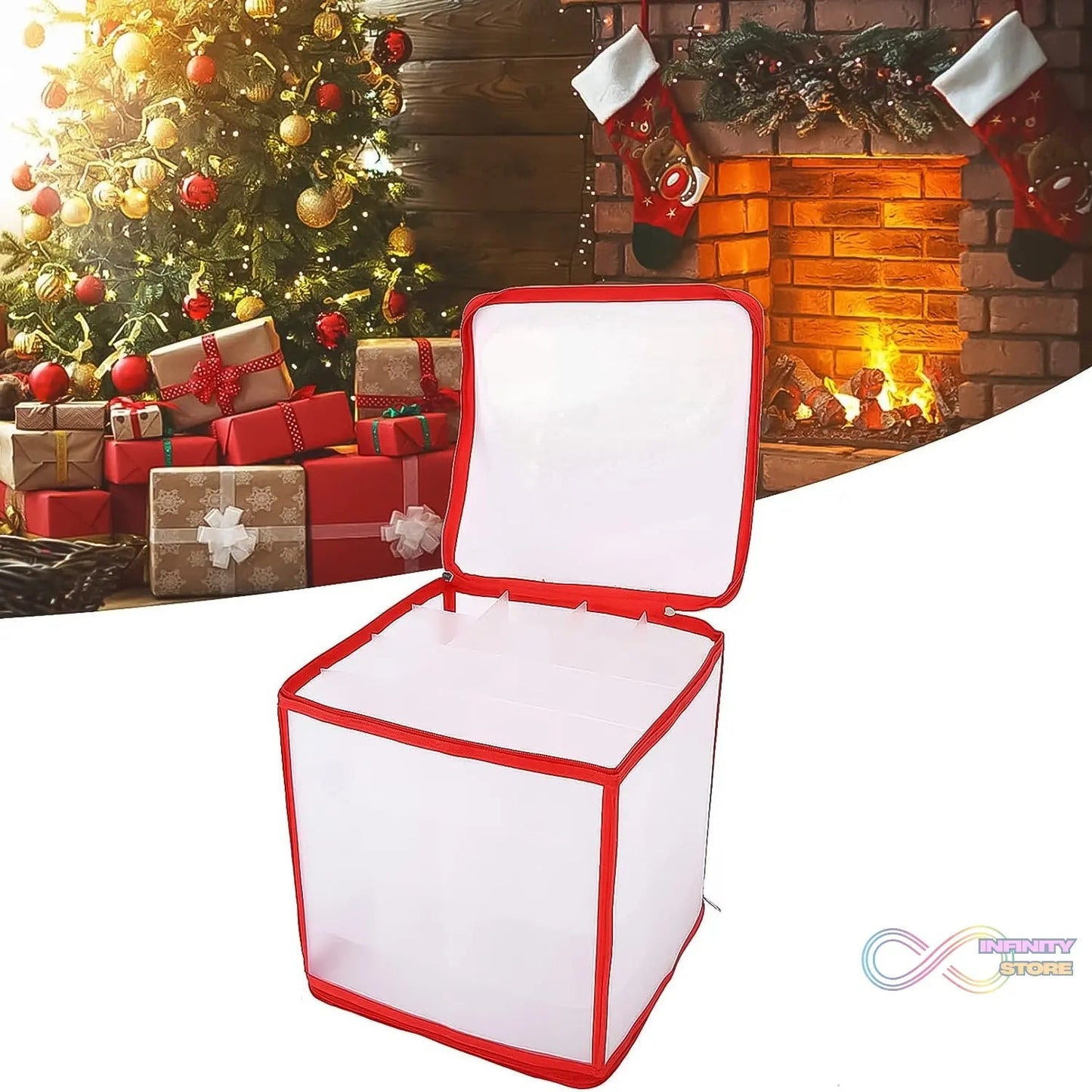 Storage Box Transparent PVC Zipper Sealed Lasting Sock Organizer with Compartment (30×30 CM / Inside Cardboard sheet) - infinityexculsivestore.com