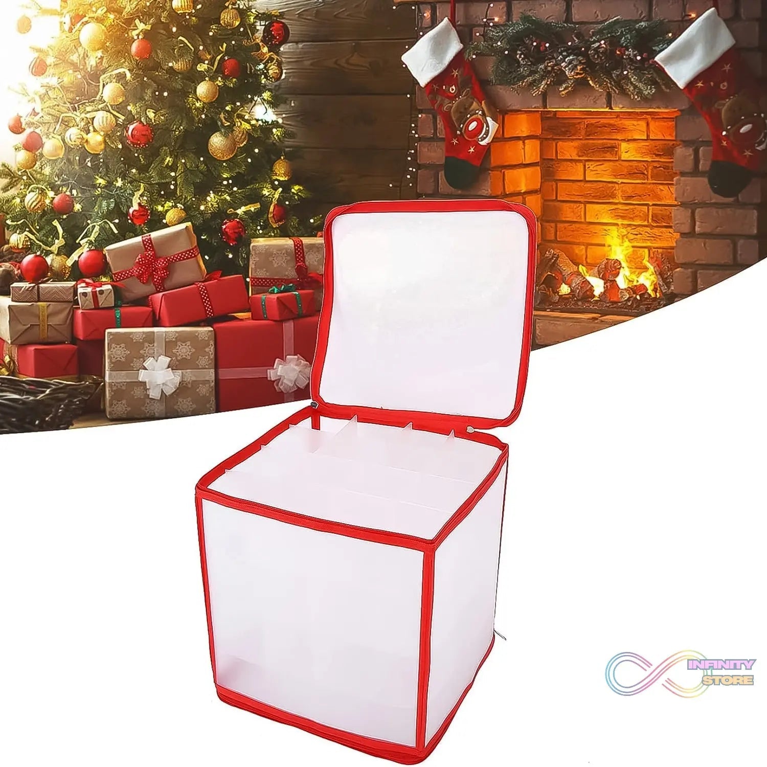 Storage Box Transparent PVC Zipper Sealed Lasting Sock Organizer with Compartment (30×30 CM / Inside Cardboard sheet) - infinityexculsivestore.com