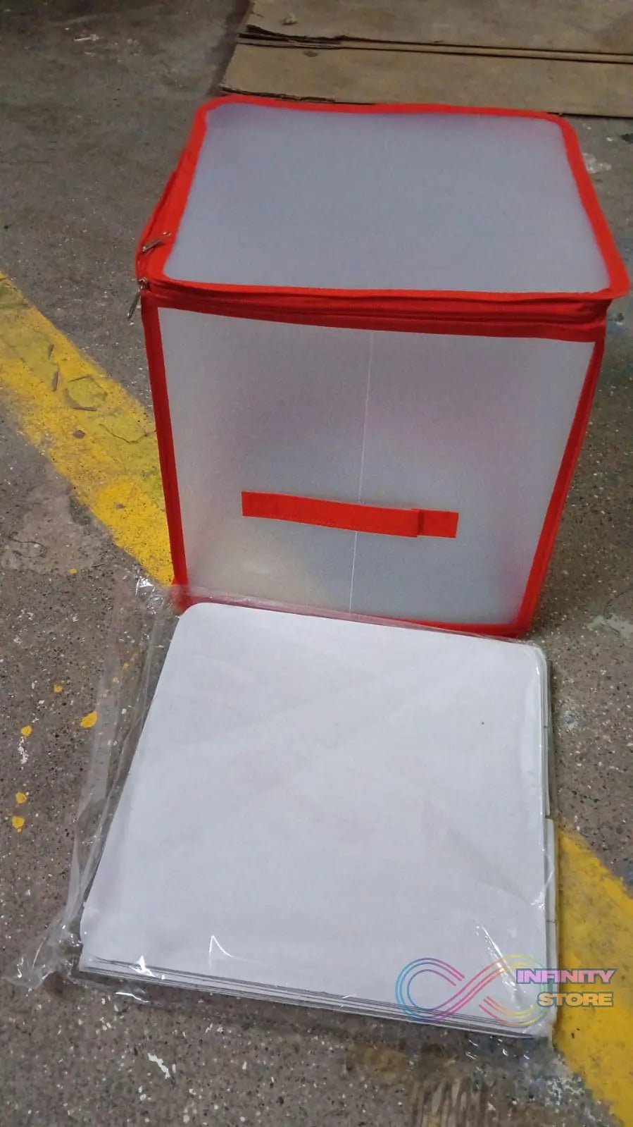 Storage Box Transparent PVC Zipper Sealed Lasting Sock Organizer with Compartment (30×30 CM / Inside Cardboard sheet) - infinityexculsivestore.com