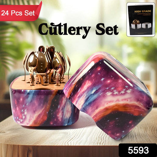 Unique Golden Egg Storage Modern Tableware Steak Knives Fork Flatware Set Royal Spoon Set Tableware Gold Cutlery Set Dishwasher Safe Mirror Finished With Gift Box for Halloween 24Pcs Set) - infinityexculsivestore.com