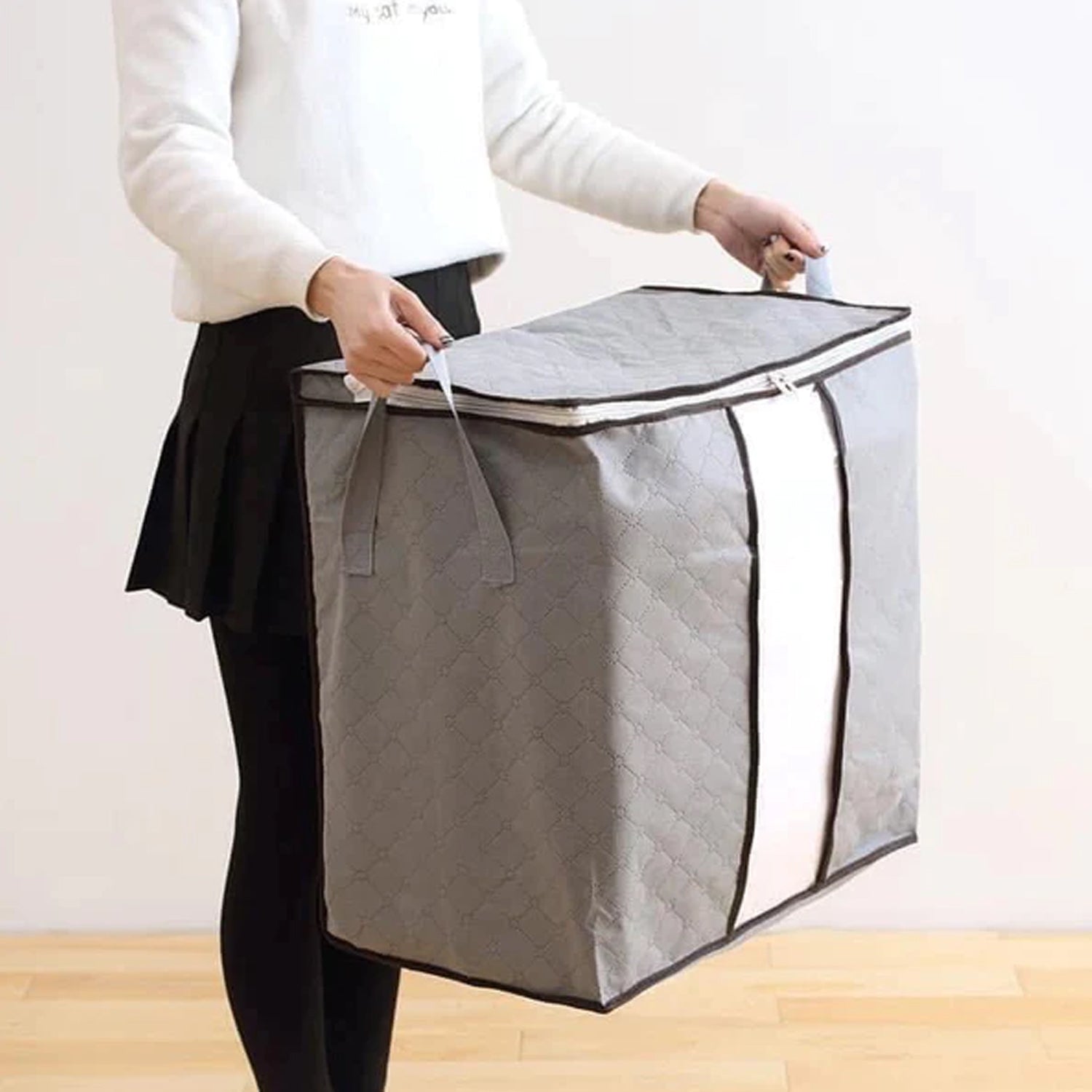 Storage bag with Zipper and Space Saver Comforter bag, Pillow, Quilt, Bedding, Clothes, Blanket Storage Organizer Bag with Large Clear Window and Carry Handles for Closet. - infinityexculsivestore.com