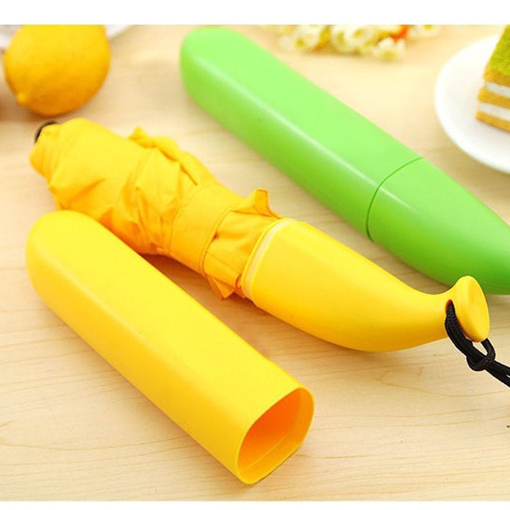 Stylish Banana Shaped Mini Foldable Umbrella - infinityexculsivestore.com