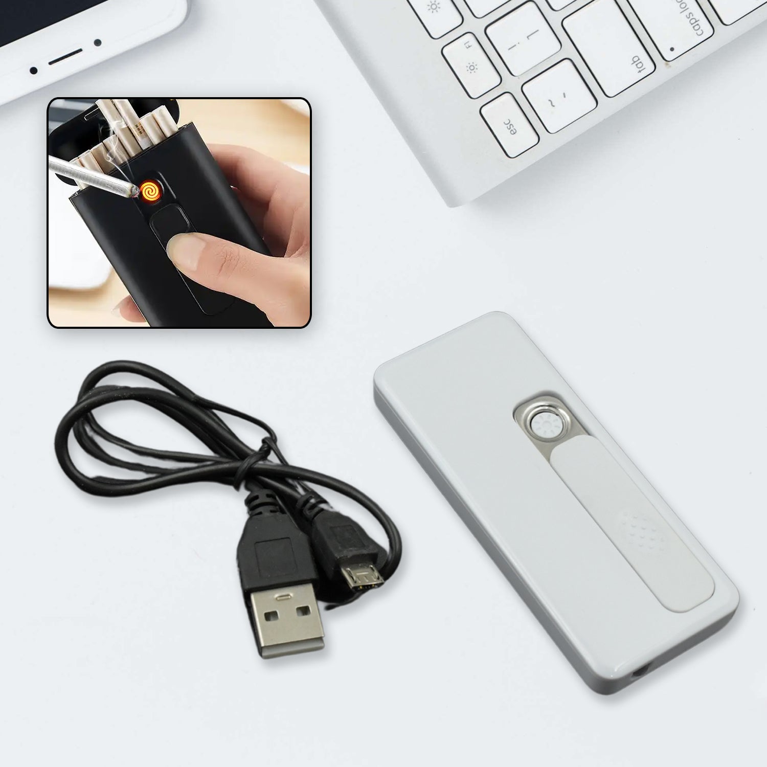 Stylish Electric USB Lighter for Men & Women (Rechargeable, Windproof) - infinityexculsivestore.com
