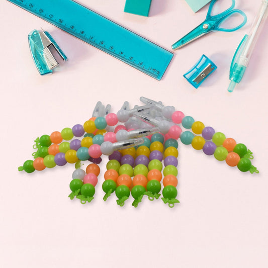 Stylish Pearls Pen Plastic Moti Non - Sharpening Design Pen Multicolor Pearls Moti Gel Pen, Fancy Designer Attractive Gel Pen for Kids Pack of (12 Pc Set ) - infinityexculsivestore.com