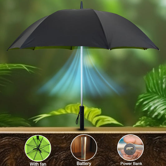 Sun Umbrella with Inside Fan & Power Bank Umbrellas For Summer (1 Pc) - infinityexculsivestore.com