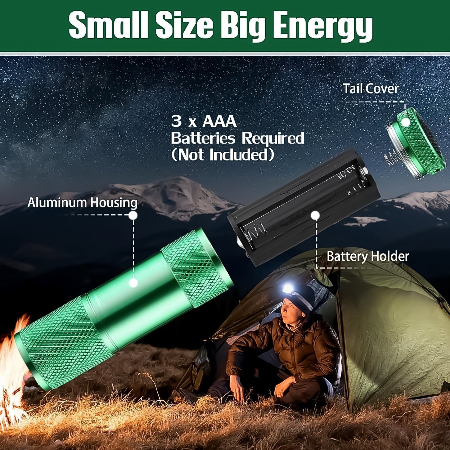 Super - Bright Mini 9 LED Bulb Pocket Torches - Small Torch Flashlight for Camping, Hiking, DIY, Travelling, Outdoors and More 3 Battery operated (Battery not included / 1 pc) - infinityexculsivestore.com