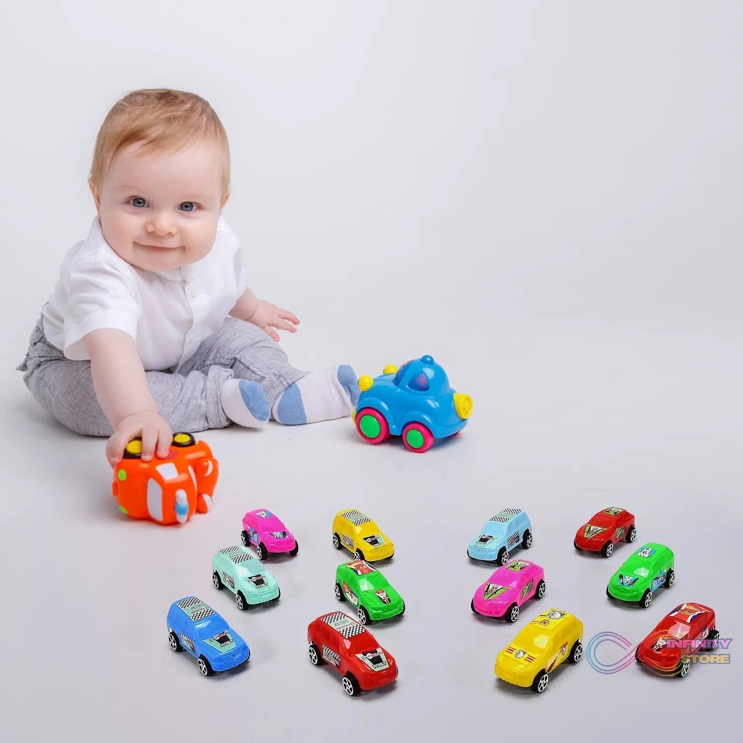 Super City Car Racer Toy For Boys and Girls Pull Push Vehicle Car (Set Of 12Pcs) (Multicolor) - infinityexculsivestore.com