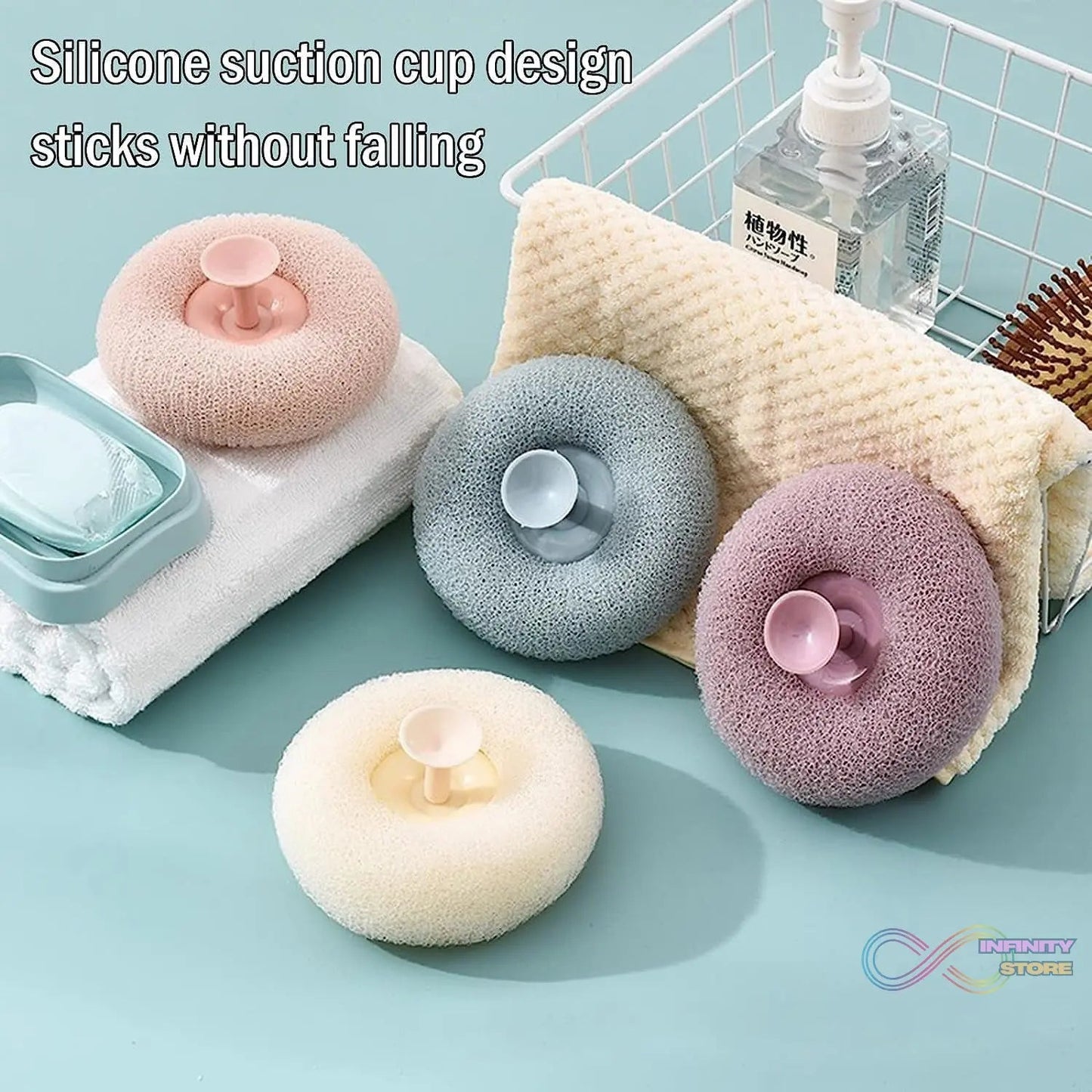 Super Soft Bath Sponge Flower Suction Cup Bath Sponges for Shower Women Men Foam Loofah Sponge Exfoliating Bath Sponge Body Washer Reusable loofah Massage Bath (1 pc) - infinityexculsivestore.com