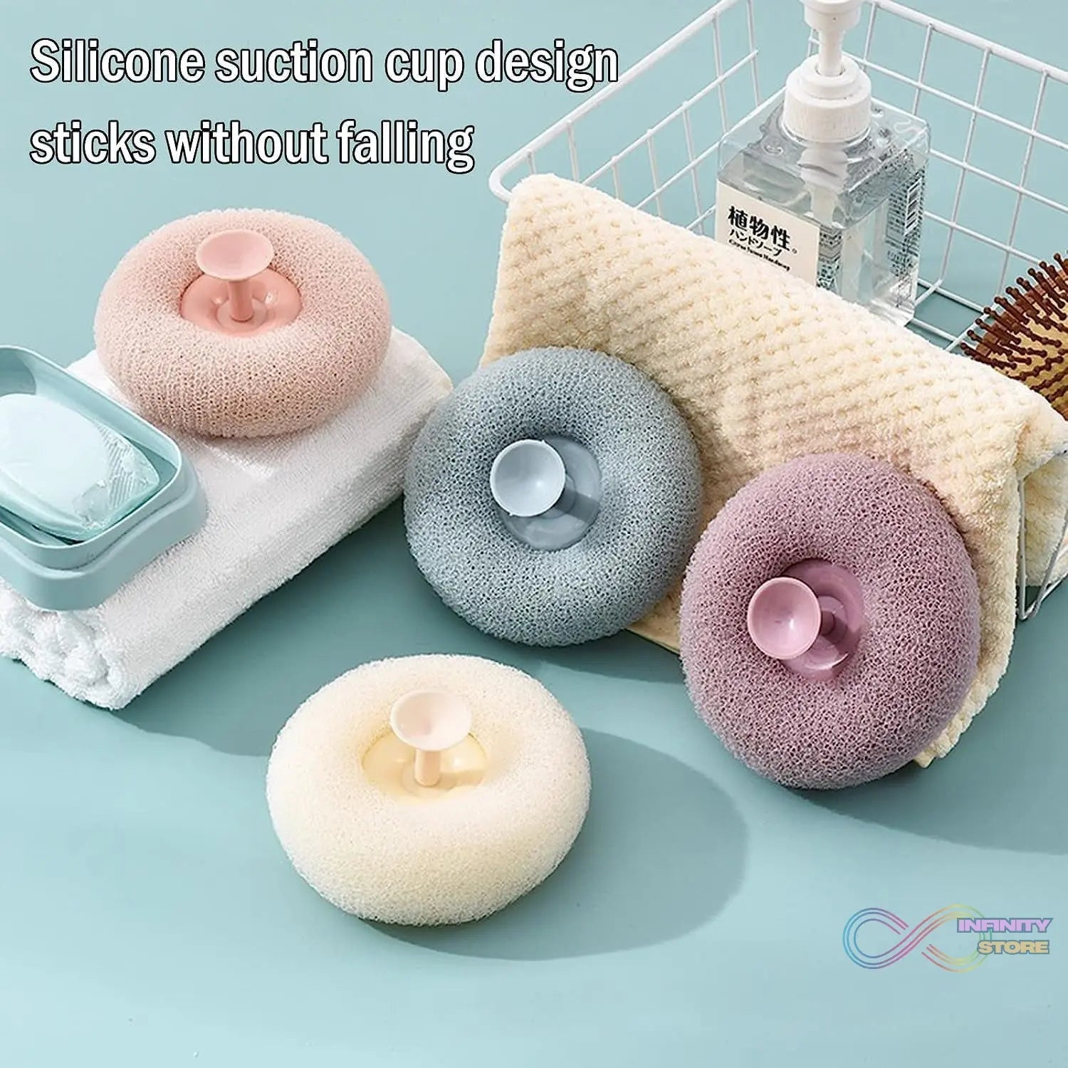 Super Soft Bath Sponge Flower Suction Cup Bath Sponges for Shower Women Men Foam Loofah Sponge Exfoliating Bath Sponge Body Washer Reusable loofah Massage Bath (1 pc) - infinityexculsivestore.com