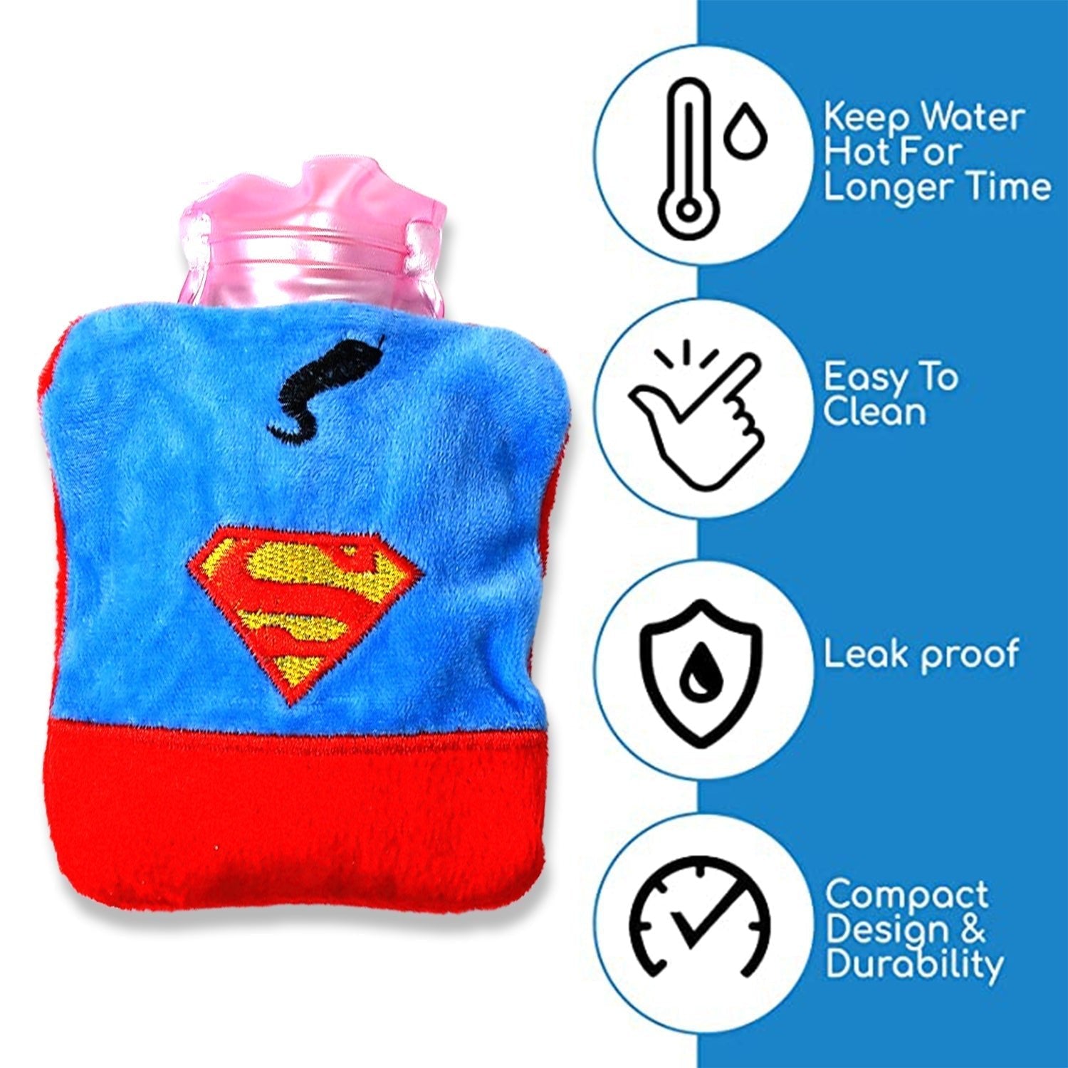 Superman Print Small Hot Water Bag with Cover for Pain Relief - infinityexculsivestore.com