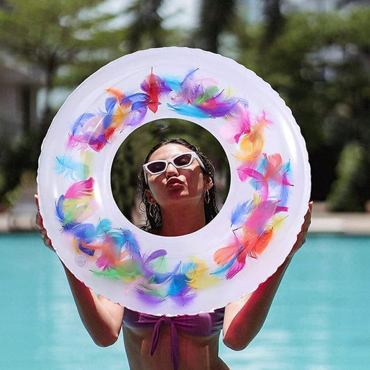 Swim Ring, For children, Conveniently Portable, Feathers, Swimming Ring, For Water Play, For Beaches, Swimming, Summer Vacation (1 Pc) - infinityexculsivestore.com