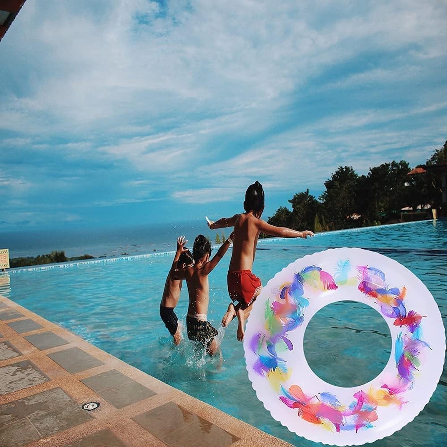 Swim Ring, For children, Conveniently Portable, Feathers, Swimming Ring, For Water Play, For Beaches, Swimming, Summer Vacation (1 Pc) - infinityexculsivestore.com