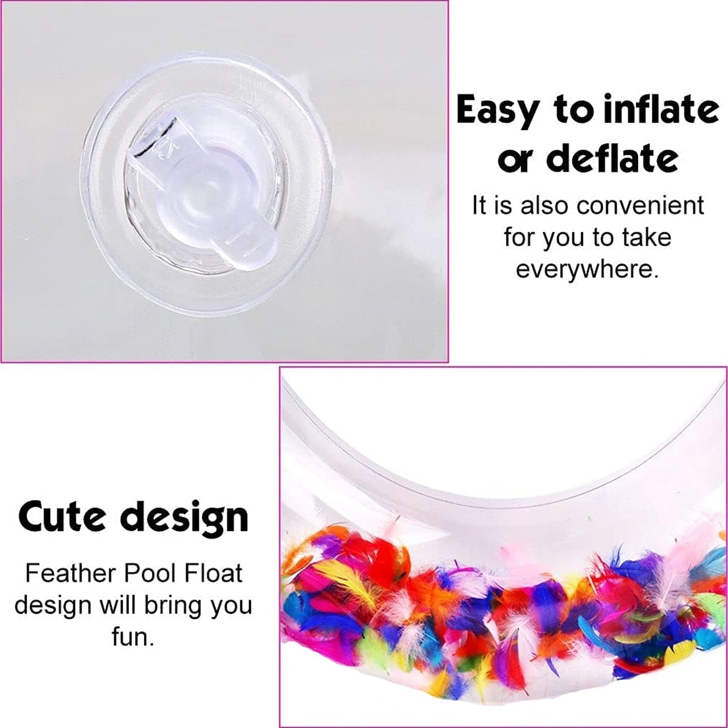 Swim Ring, For children, Conveniently Portable, Feathers, Swimming Ring, For Water Play, For Beaches, Swimming, Summer Vacation (1 Pc) - infinityexculsivestore.com