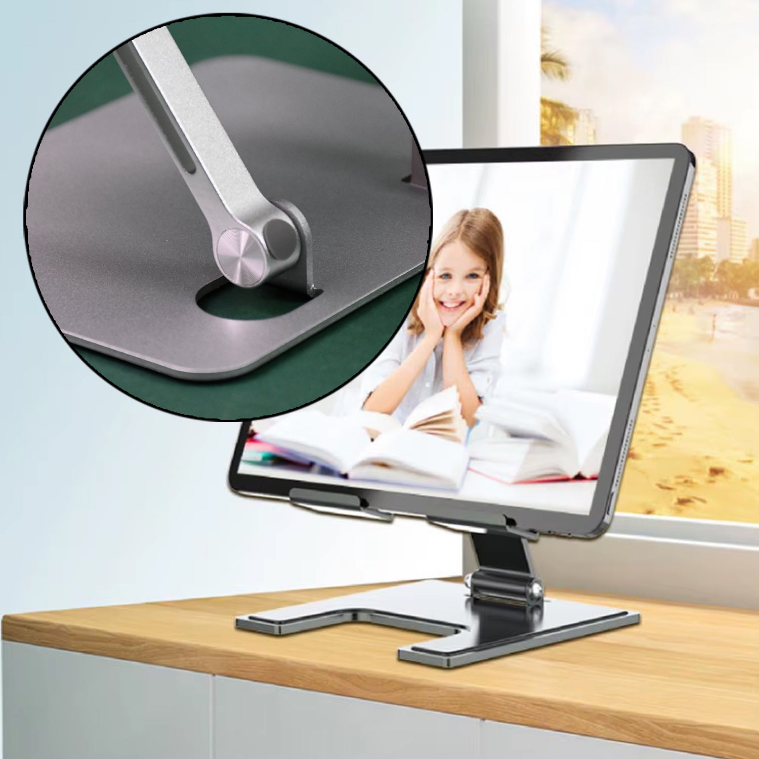 Tablet Stand Metal Alloy Adjustable Bracket, Suitable For tablet Computers for Desk Ergonomic Foldable Metal Tablet Holder/Tablets/Mobile Phones - infinityexculsivestore.com