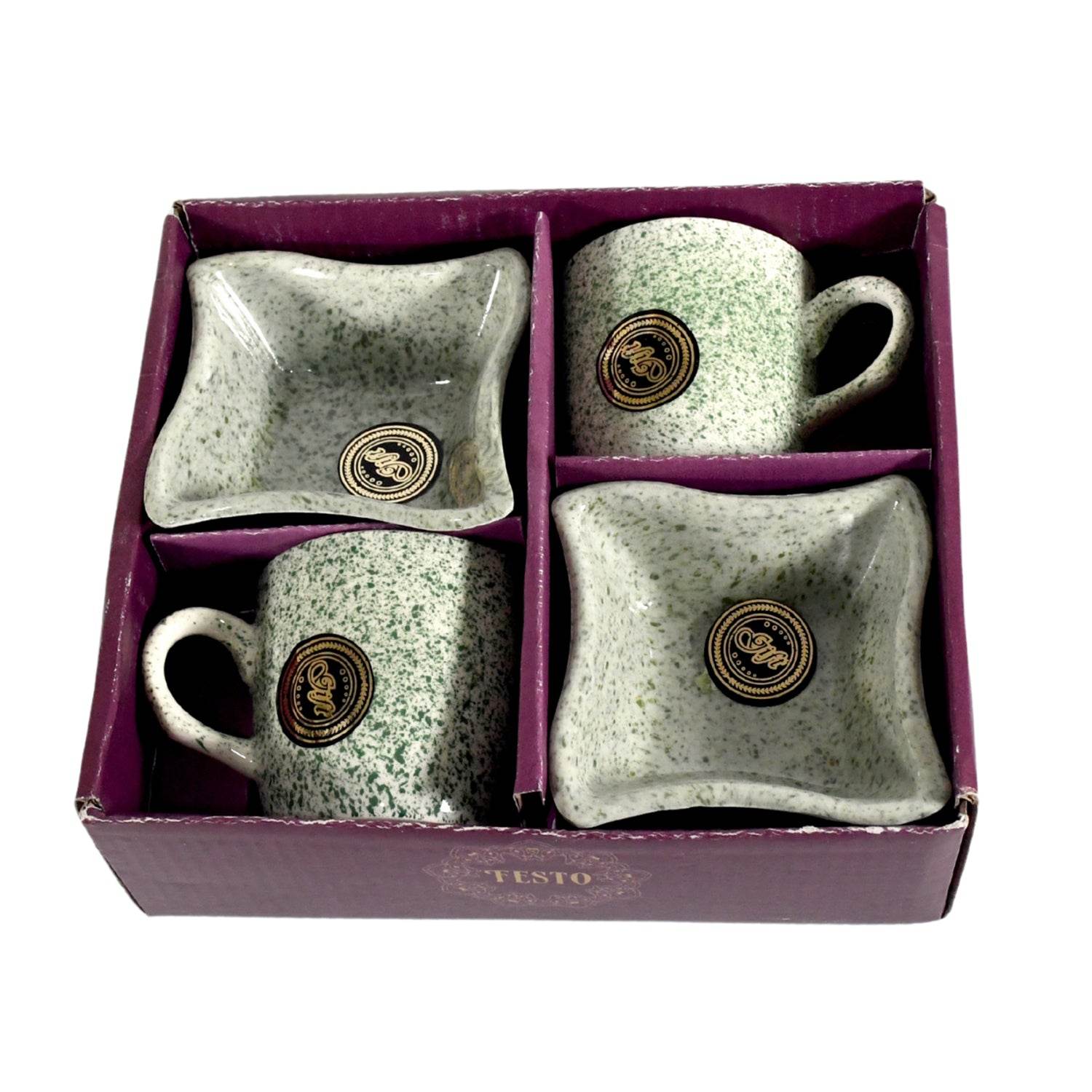 Ceramic Tea / cups / Mug Set Including Snacks / Serving Bowl Milk Cup, Coffee Cup, Tea Cup, Breakfast Cup, Drinking Mug or Outdoor for Household, Gift for Birthday, Wedding Party (4 Pcs set) - infinityexculsivestore.com