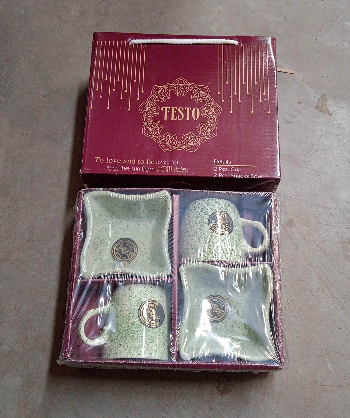 Ceramic Tea / cups / Mug Set Including Snacks / Serving Bowl Milk Cup, Coffee Cup, Tea Cup, Breakfast Cup, Drinking Mug or Outdoor for Household, Gift for Birthday, Wedding Party (4 Pcs set) - infinityexculsivestore.com