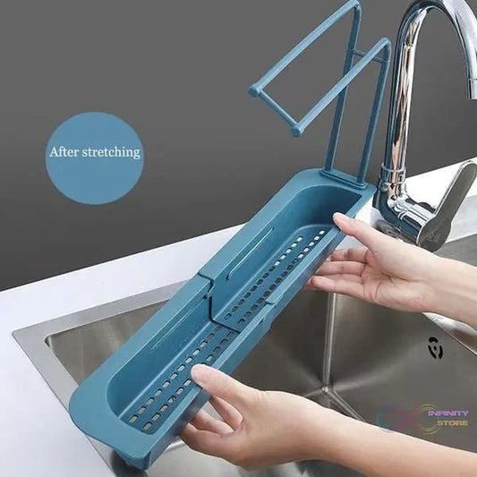 Telescopic Adjustable Faucet Rack Dish Brushes Sponge Storage Shelves Sink Drain - infinityexculsivestore.com