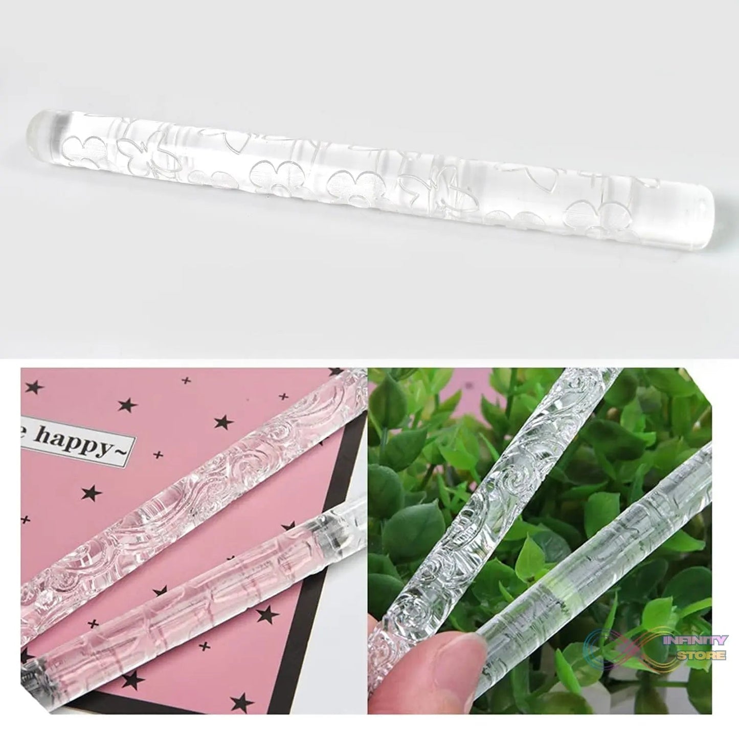 Textured Embossed Acrylic Rolling Pins Fondant Cake Decorating Tools (1 Pc) - infinityexculsivestore.com