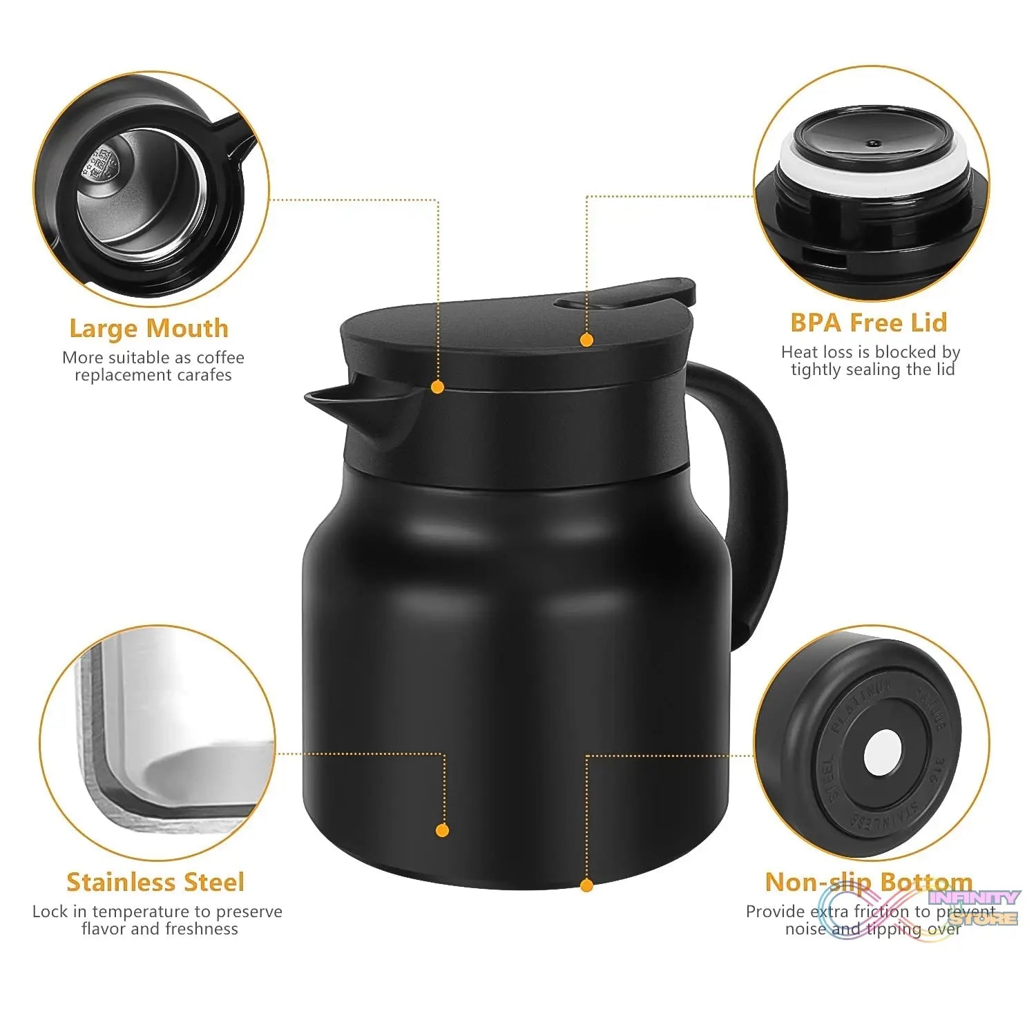 Thermal Coffee Carafe Tea Pot & Water Bottles, with LED Display (Bottle 500 ML & Pot 1000 ML / 2 Pc) - infinityexculsivestore.com