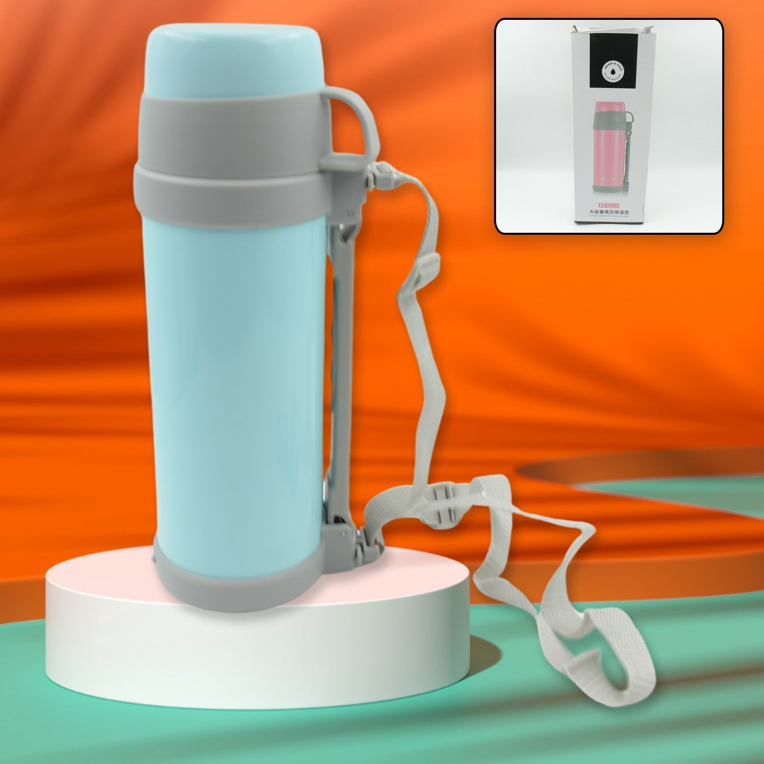Stainless Steel Insulation Thermos, Double - Wall Vacuum Insulated Water Bottle For Travel, Outdoor Fitness Portable Travel Pot, Camping Coffee, Portable Car, Travel Keep Hot & Cold Large Capacity (1200 ML) - infinityexculsivestore.com