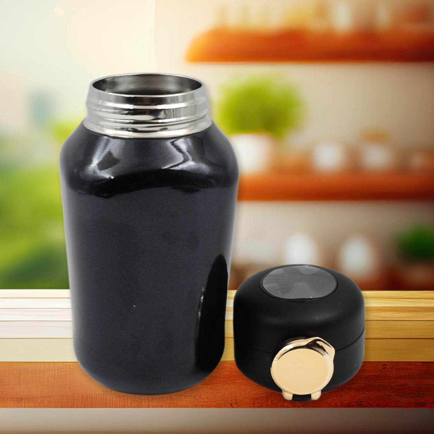 Thermos Steel Bottle, Push Button | Fashion Cup Temperature Display Bottle (420 ML) - infinityexculsivestore.com