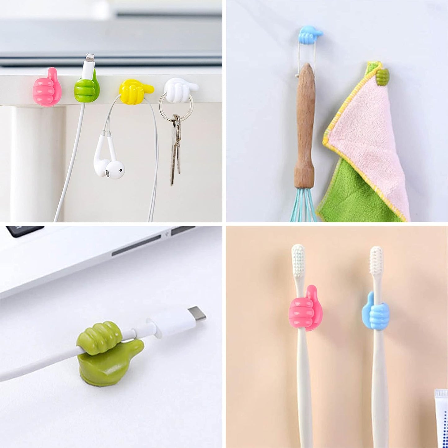 Thumb Cable Clips,Cord Holder Multi - Functional Wall Hooks Cable Organizer Cable Management for Desk Home Office Car Multi Color (Pack Of 10) - infinityexculsivestore.com