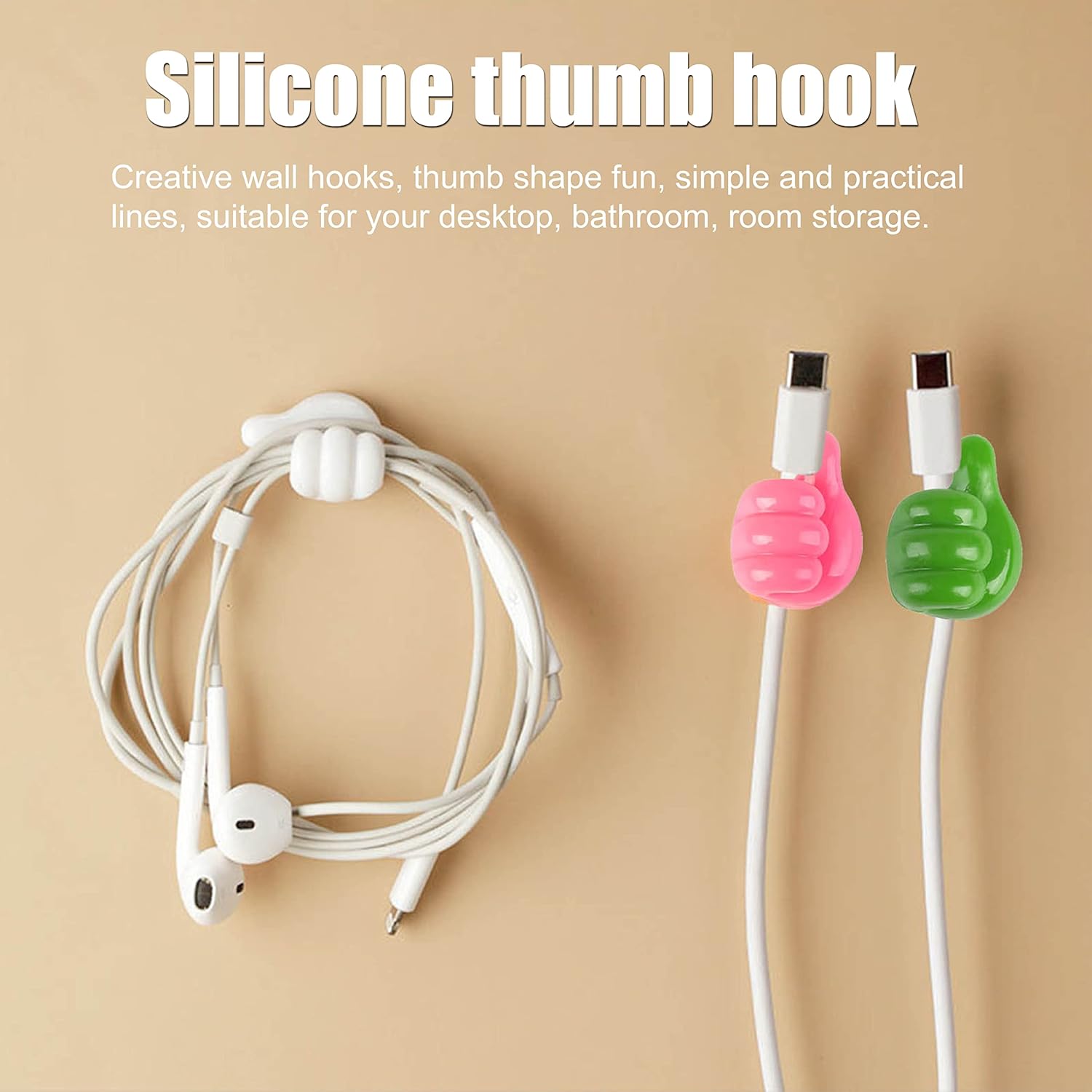 Thumb Cable Clips,Cord Holder Multi - Functional Wall Hooks Cable Organizer Cable Management for Desk Home Office Car Multi Color (Pack Of 10) - infinityexculsivestore.com