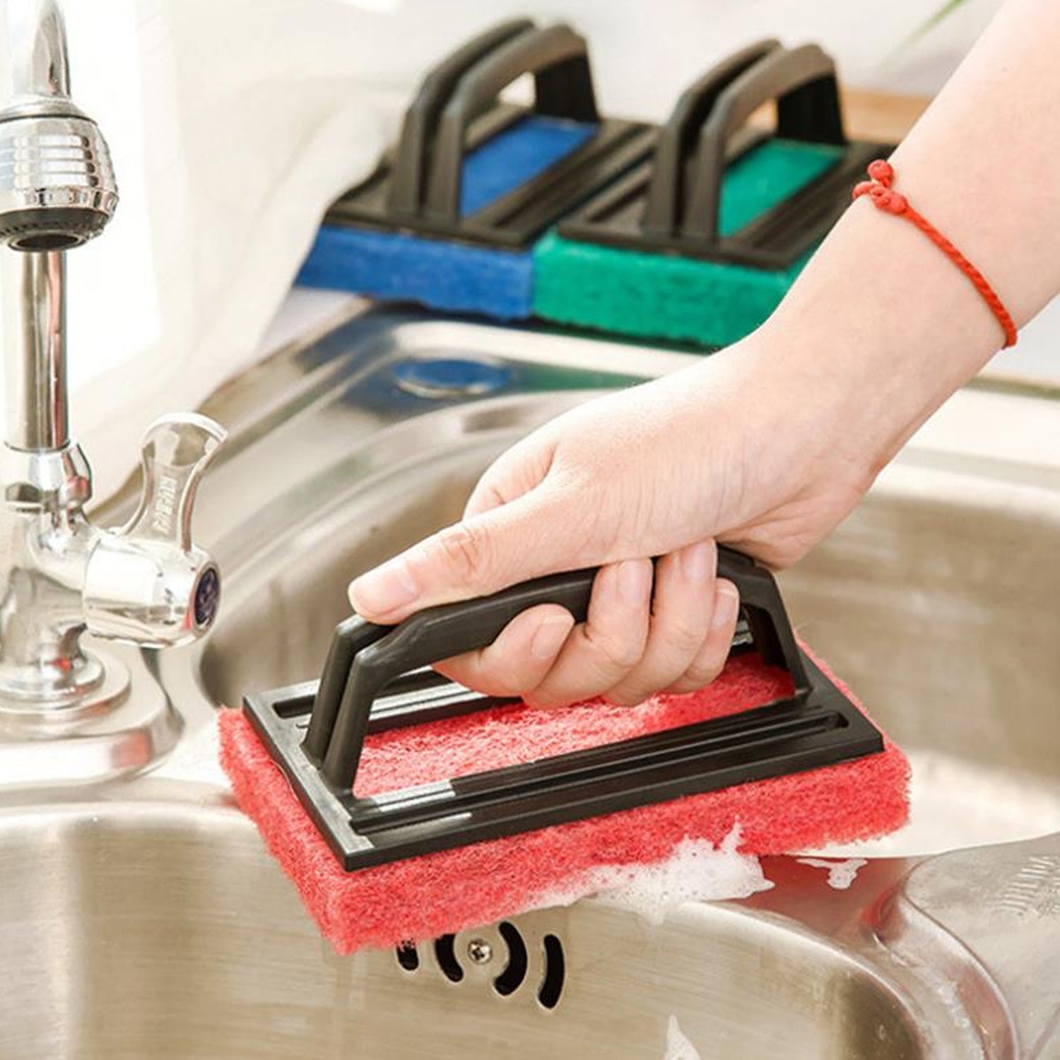 Tile cleaning multipurpose scrubber Brush with handle - infinityexculsivestore.com