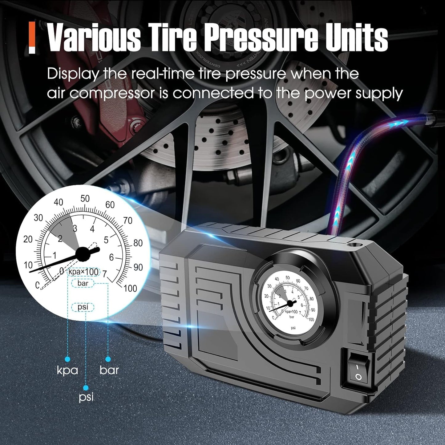Tire Inflator Portable Air Compressor 12V Small Air Pump for Car Tires Bicycle Balloons, Cars, Bike, Bicycles and Other Inflatables with LED Light (12V) - infinityexculsivestore.com