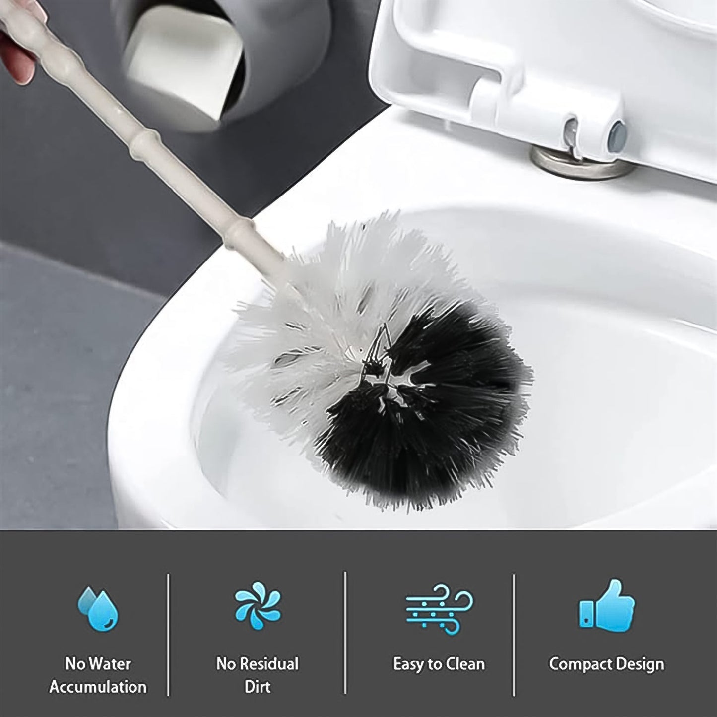 Toilet Brush with Holder Stand, Toilet Brush Set Toilet Cleaning Brush Household, Bathroom Cleaning Tools - infinityexculsivestore.com